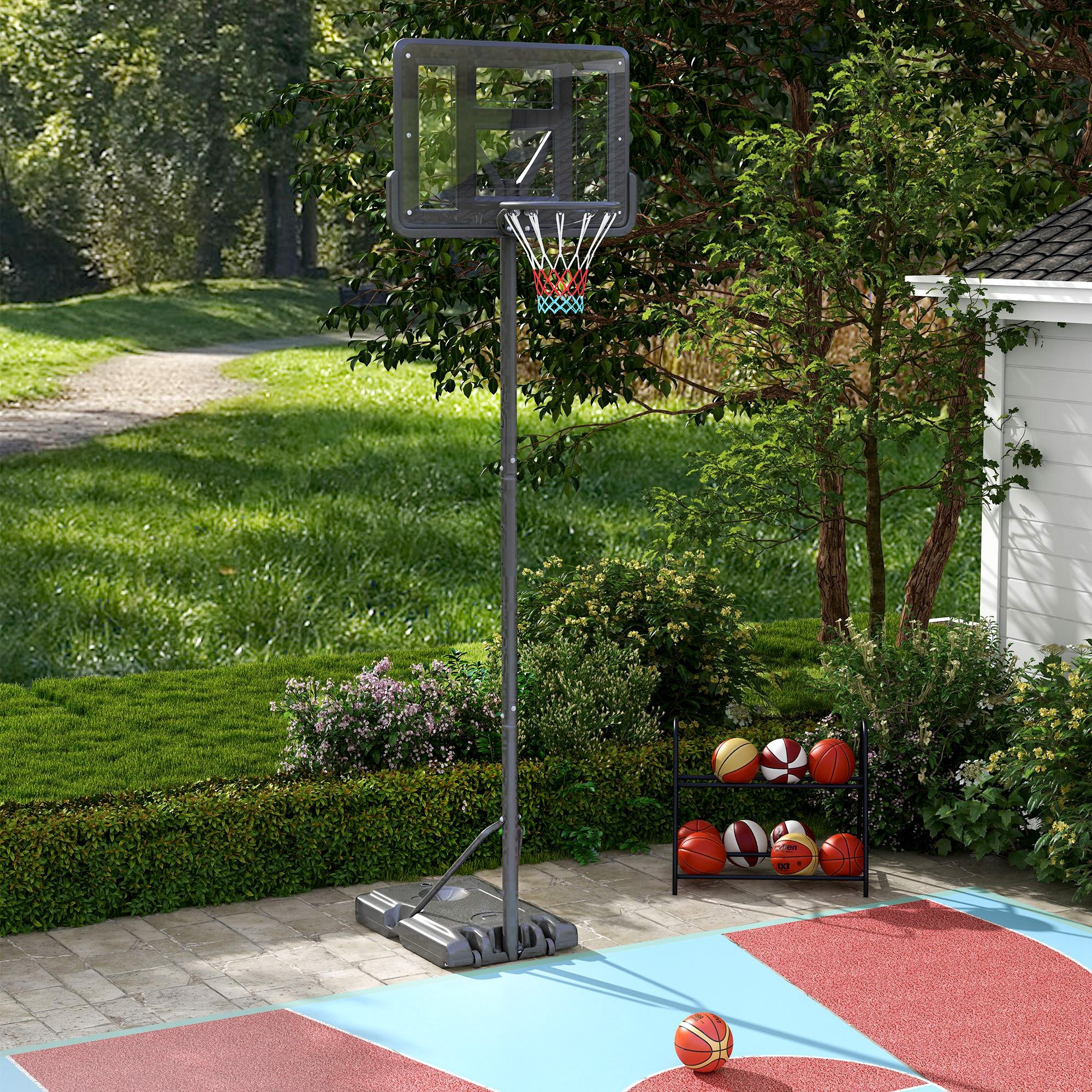 Basketballständer 230-305 cm Höhenverstellbarer Basketballkorb mit Ständer, Stahl