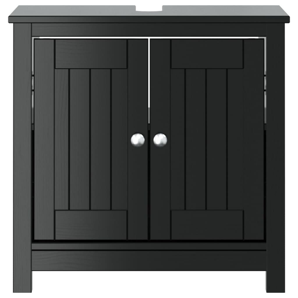 furnicato Waschbeckenschrank Waschbeckenunterschrank Schwarz 60 x 34 x 59 cm (1-St) Massivholz-Badschränke mit UV-Lackierung und viel Stauraum im Bad