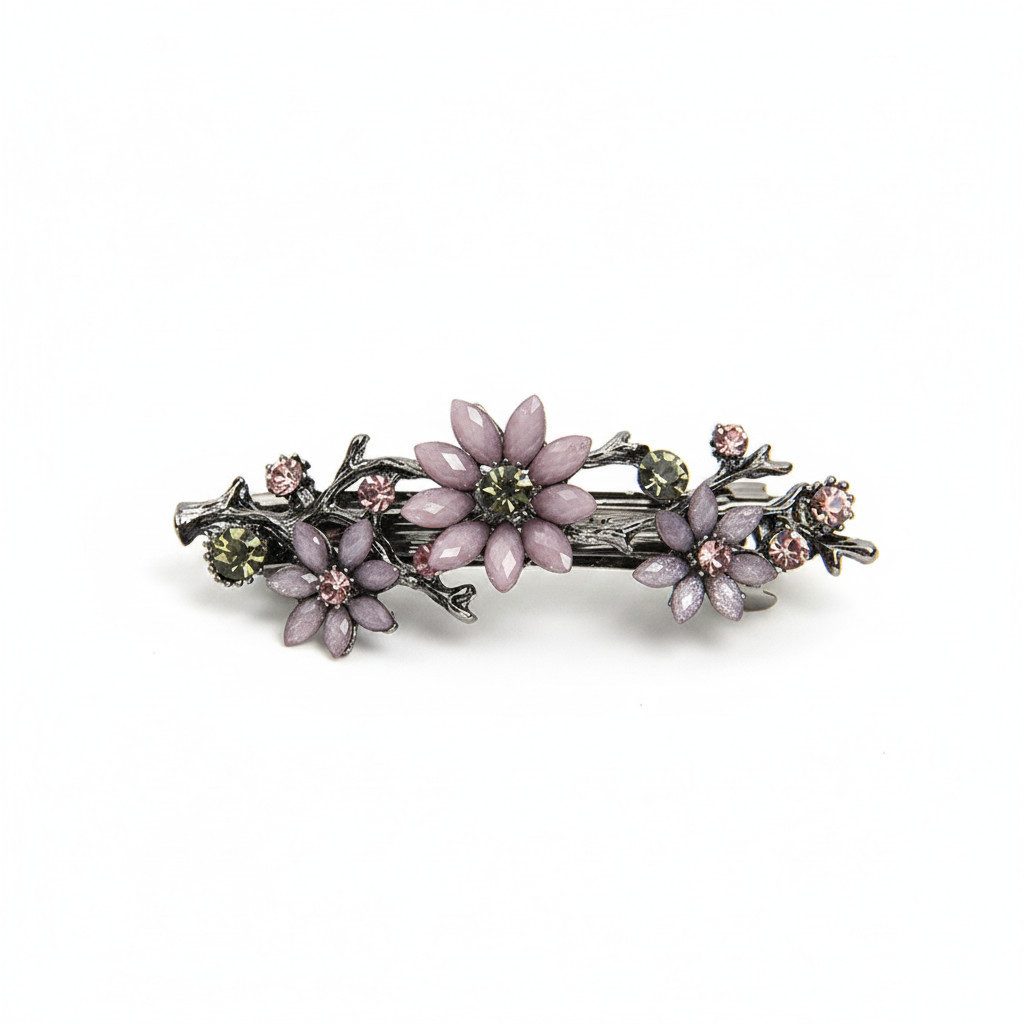 The Beauty House Haarspange Elegante Haarspange mit floralen Details und funkelnden Steinen, – stilvolles Accessoire für jeden Anlass