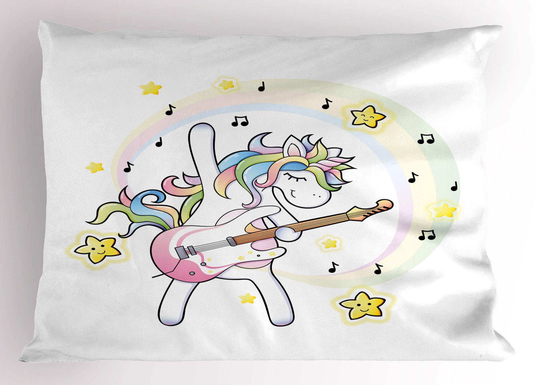 Gedruckter Size Regenbogen Star Dekorativer mit (1 King Gitarre Kissenbezüge Kissenbezug, Music Abakuhaus Standard Pony Stück),