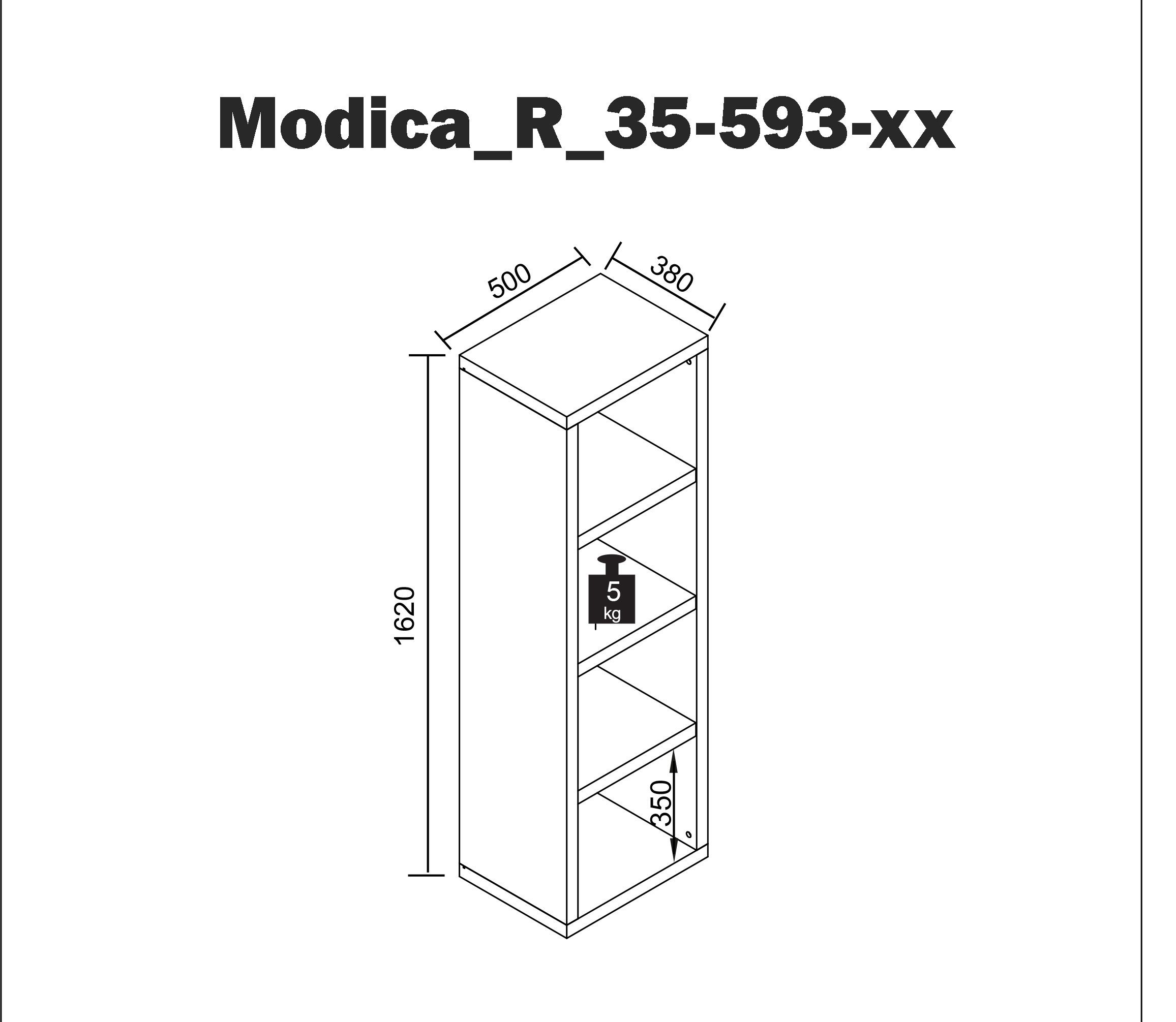 PREISBRECHER Regal Modica, in Weiß. cm 50x162x38 (BxHxT) Abmessungen