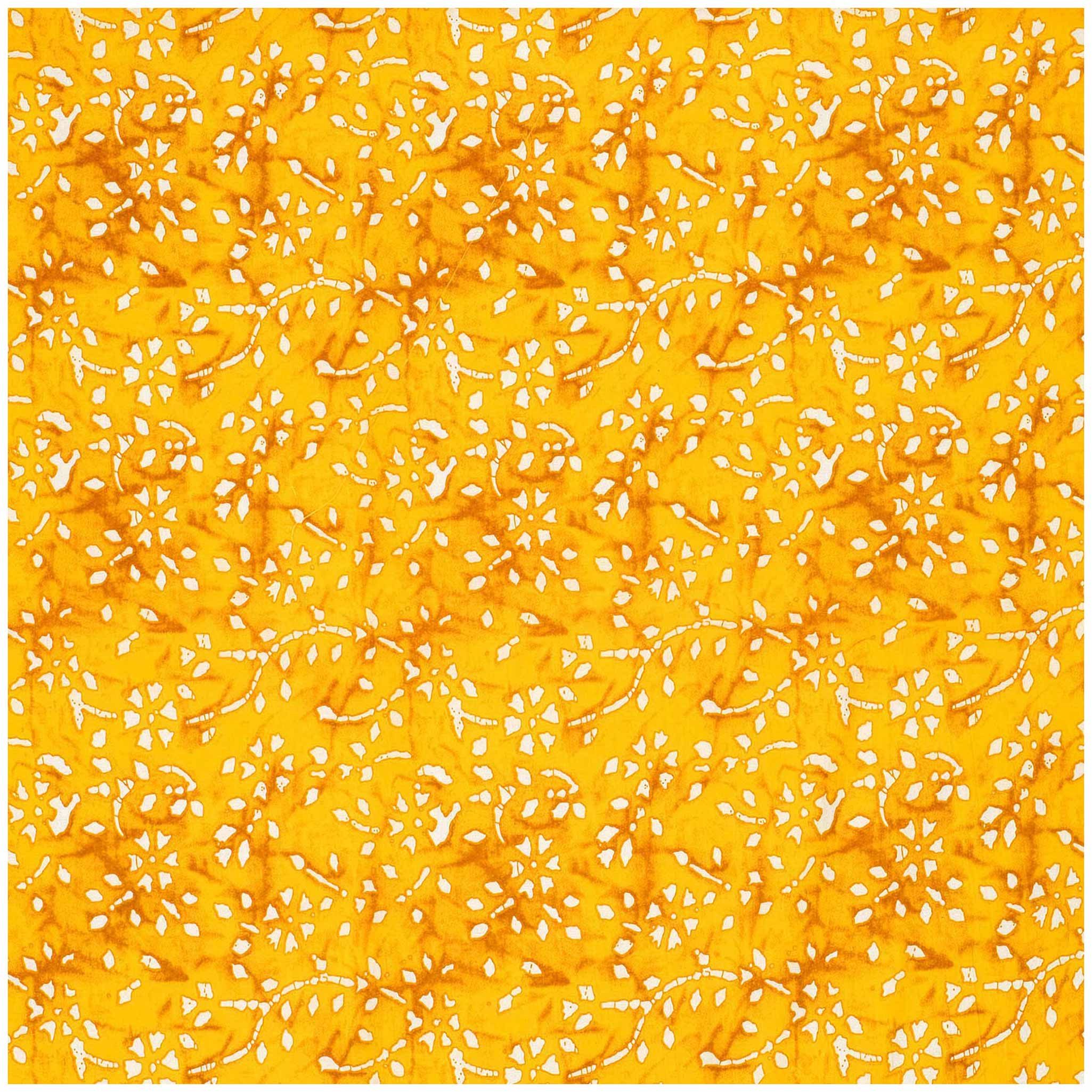 maDDma Stoff Baumwoll-Voile Stoff Florales-Muster Batik Meterware 145cm breit, gelb