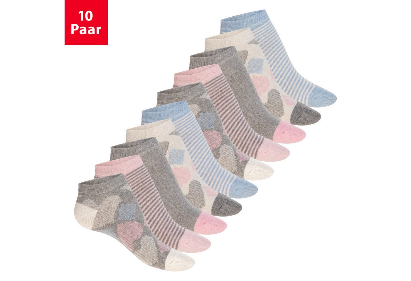 celodoro Sneakersocken Eco Sneaker Socken Damen (10 Paar) aus regenerativer Baumwolle (10-Paar)