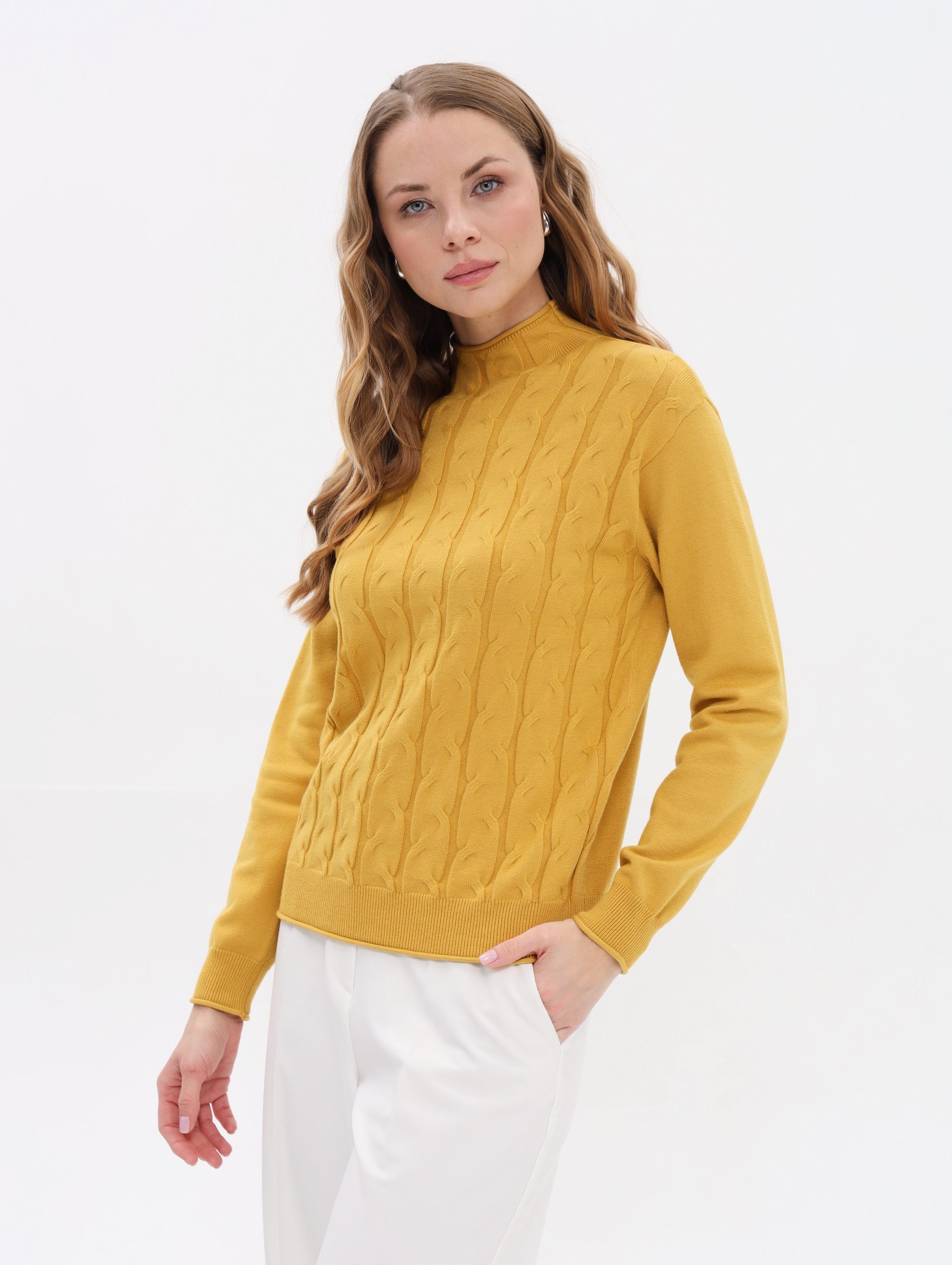 Passioni Rollkragenpullover mit Zopfstrick-Optik