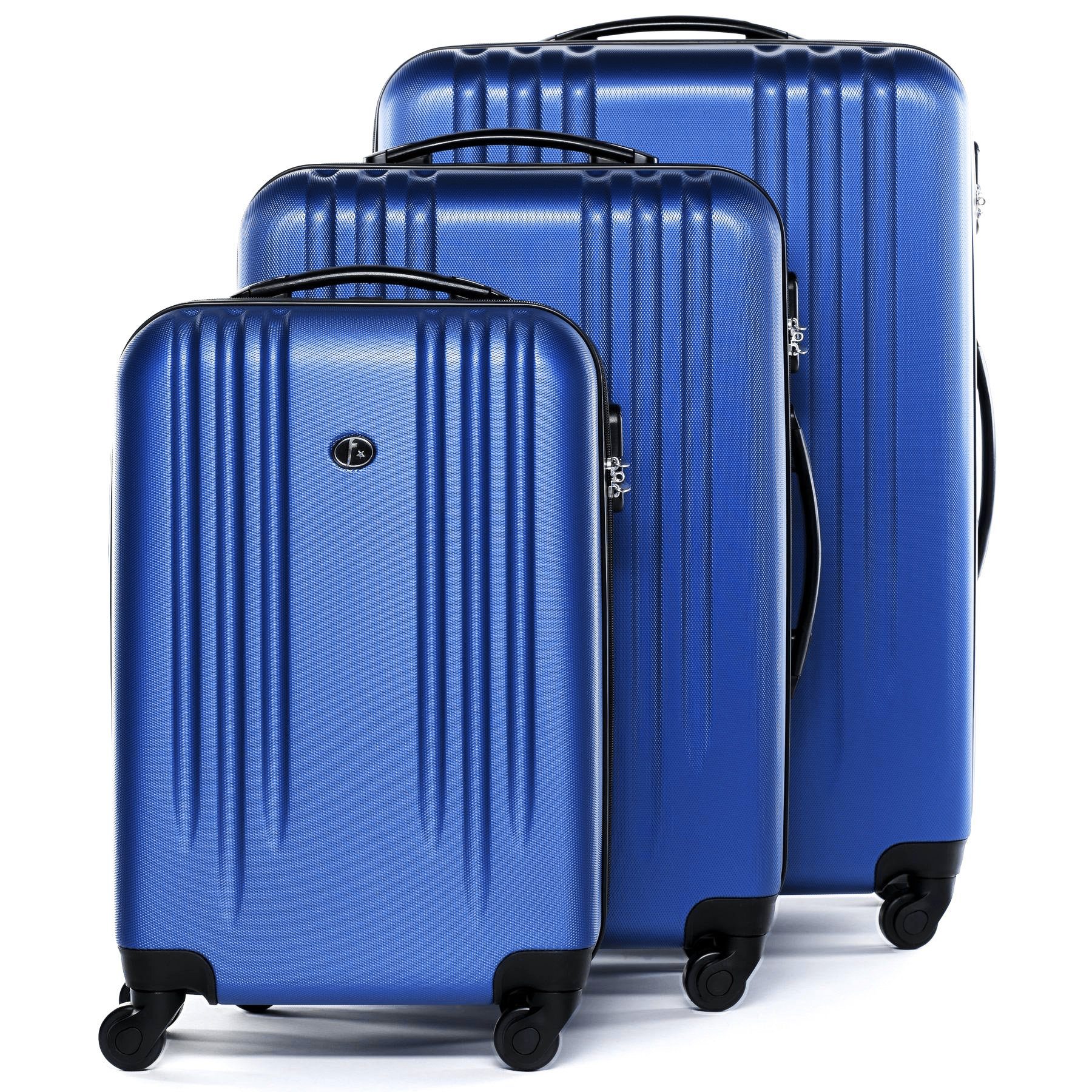 FERGÉ Kofferset Kofferset mit Trolley Marseille, Hartschale 3er-Set, Reisekoffer mit 4 Rollen, Koffer-Set 3-teilig blau