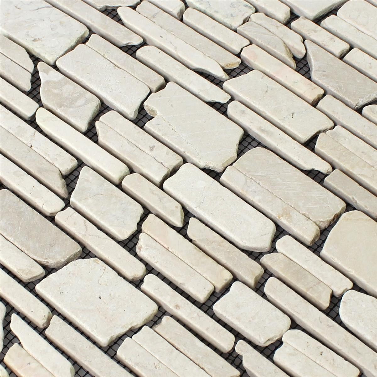 Mosafil Mosaikfliesen Mosaikfliesen Marmor Napola Bricks, Naturstein-Marmor 30.500x30.500, beige, Verlegefertig auf ein Netz geklebt - Frostsicher - Wasserfest -