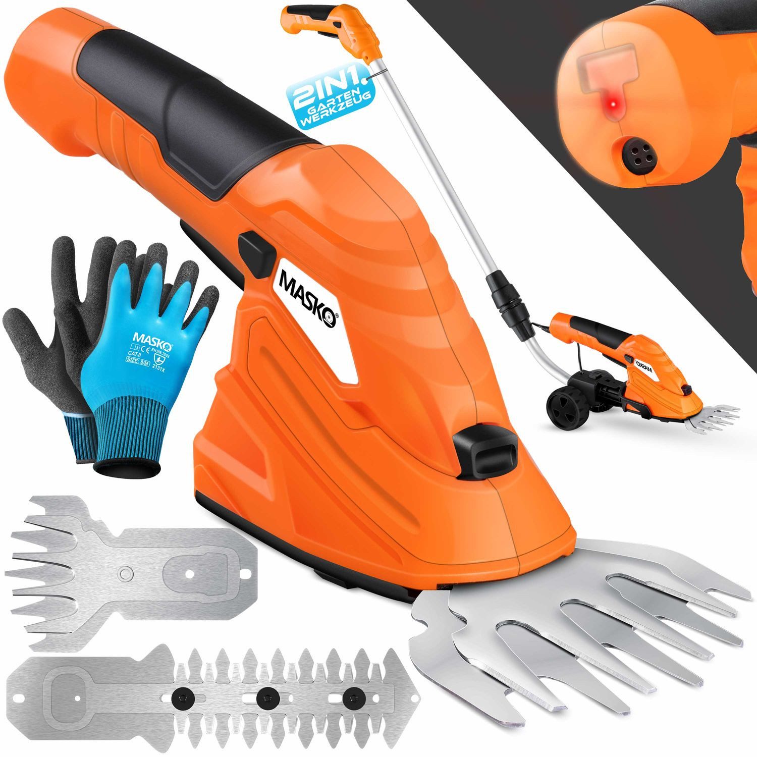 MASKO Akku-Grasschere, (0 St), Grasschere Strauchschere Set mit Akku 7,2V 2000mA/h Ladegerät