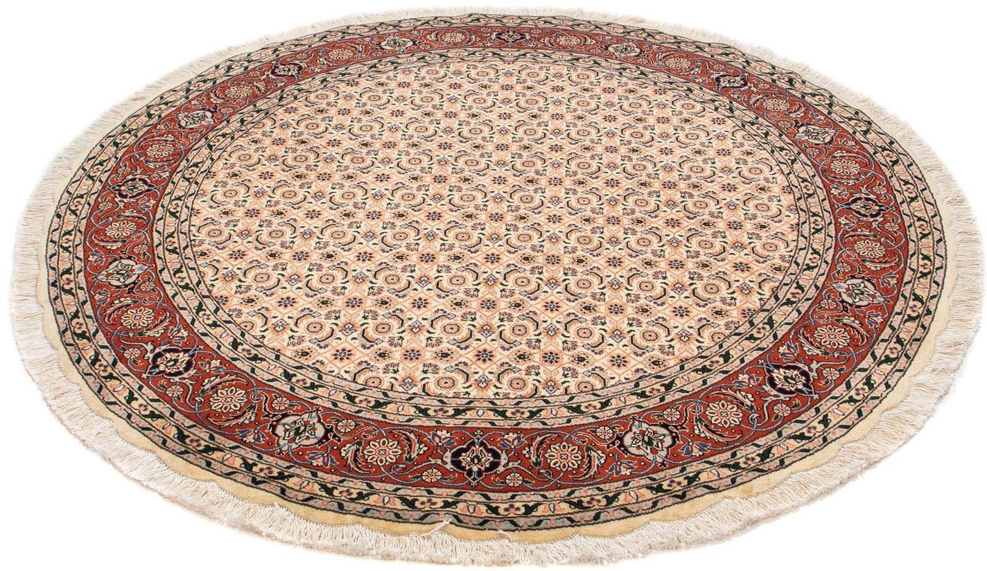 Orientteppich Perser - Täbriz - Royal rund - 150 x 150 cm - hellbraun, morgenland, rund, Höhe: 7 mm, Wohnzimmer, Handgeknüpft, Einzelstück mit Zertifikat