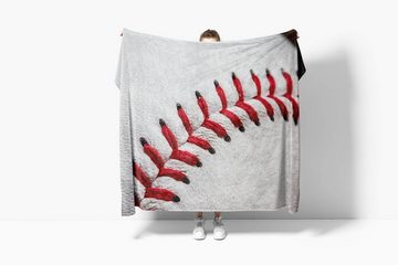 Sinus Art Handtücher Handtuch Strandhandtuch Saunatuch Kuscheldecke mit Fotomotiv Baseball rote Naht, Baumwolle-Polyester-Mix (1-St), Handtuch