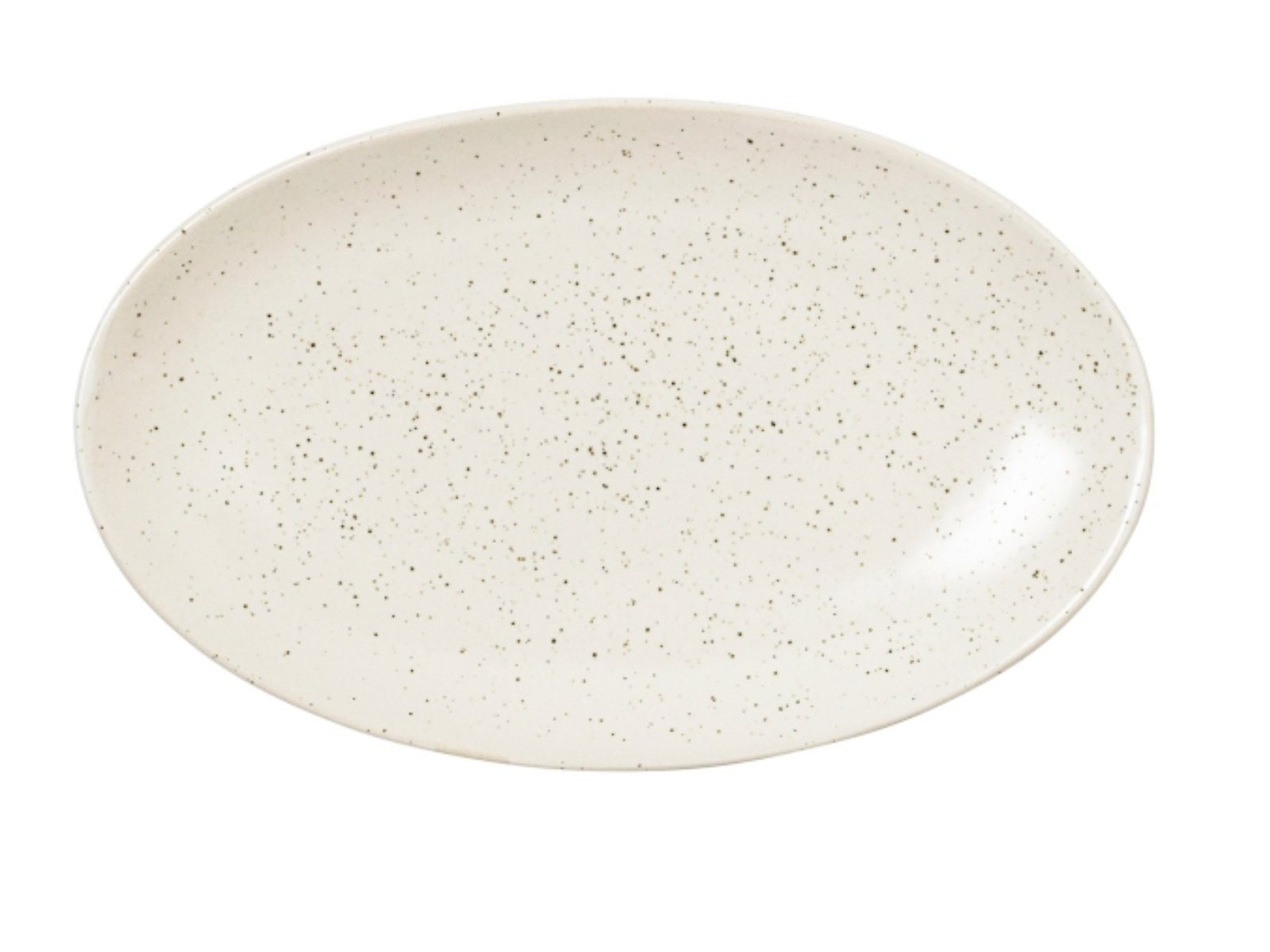 Broste Copenhagen Servierplatte NORDIC VANILLA Platte oval S 13,6 x 22 cm, Steingut, (Platten)