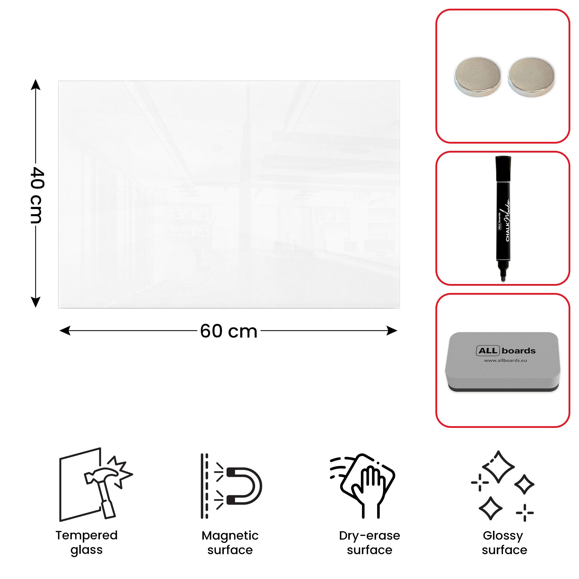 ALLboards Memoboard ALLboards Glastafel Whiteboard Magnettafel Memoboard