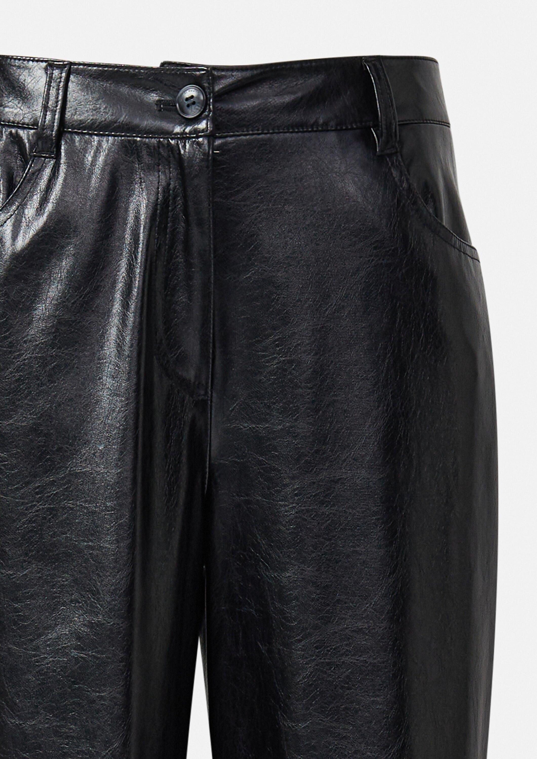 comma Chinos Hose Wide-Leg-Hose aus Kunstleder