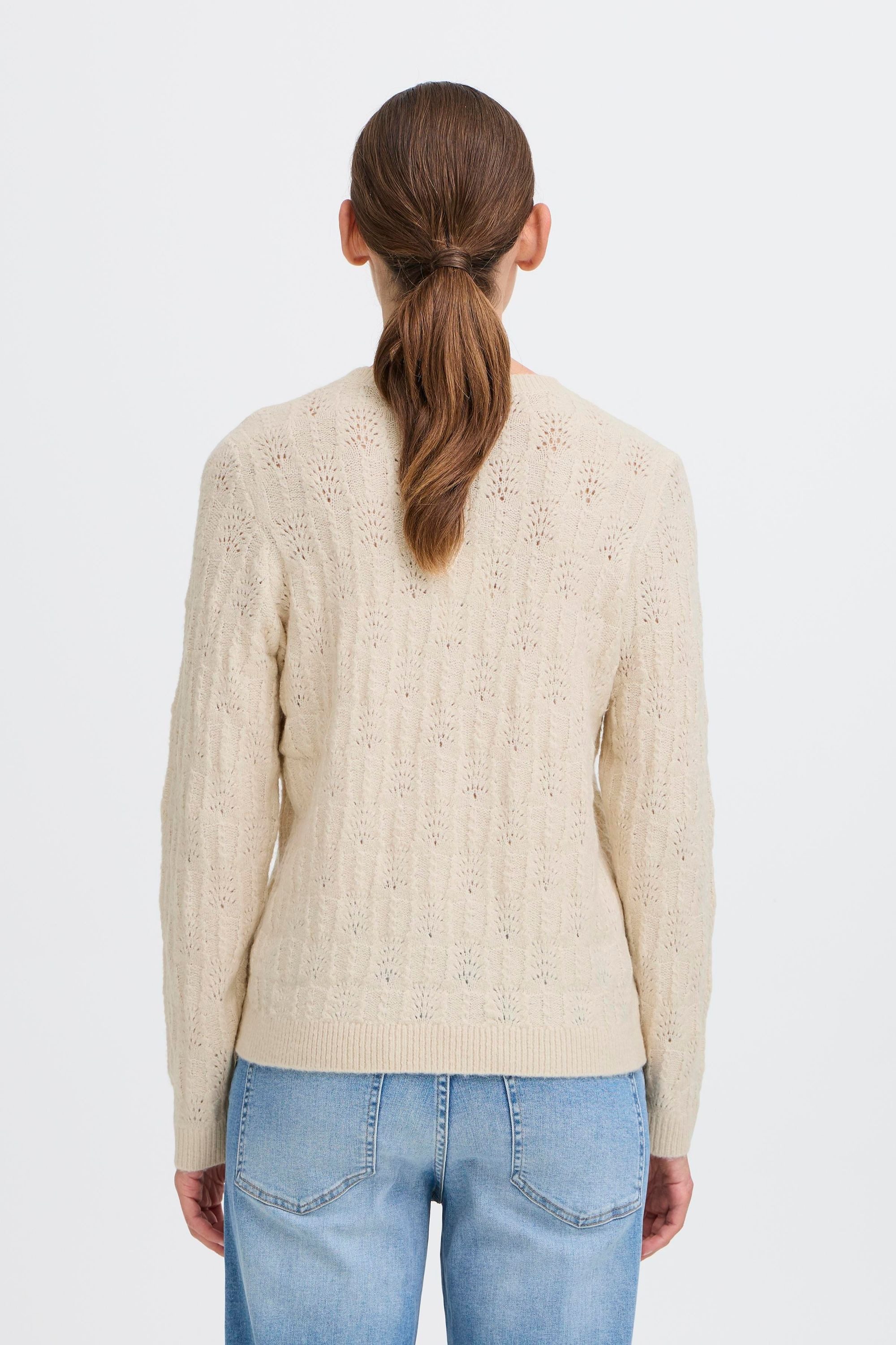 OXMO Rundhalspullover OXSinva Modischer Strickpullover mit süßem Muster