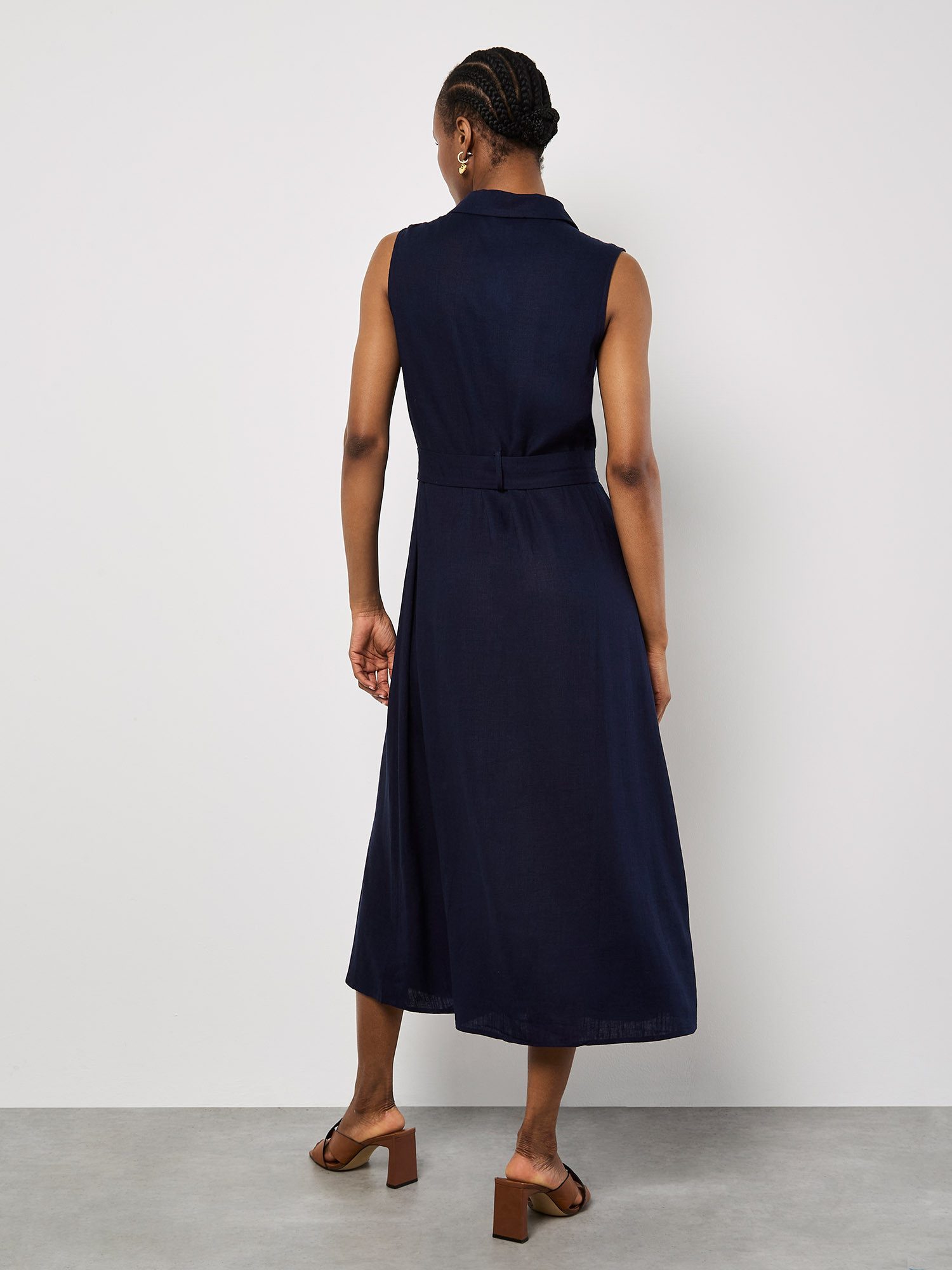 Apricot Midikleid Midikleid aus Leinenmischung (mit Stoffgürtel) mit Gürtel