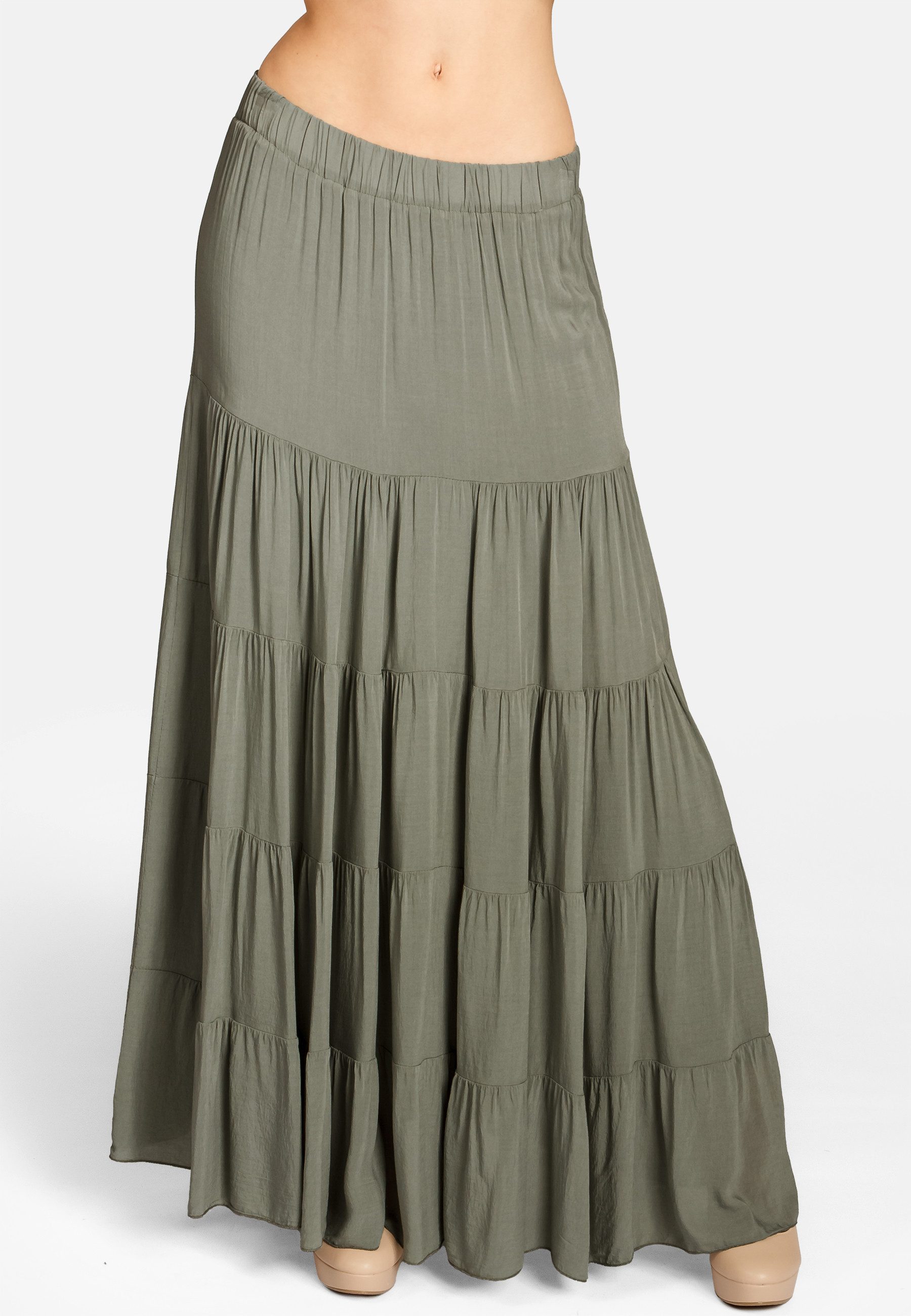 Caspar Faltenrock RO020 langer eleganter Damen Maxi Sommer Rock Maxirock - bodenlang bei ca. 157 cm Körpergröße
