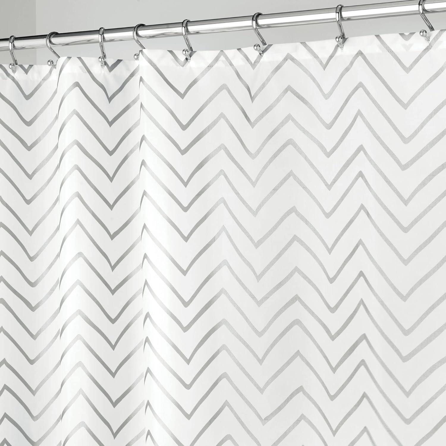 mDesign Badaccessoire-Set mDesign Duschvorhang Badewannenvorhang Zick-Zack Muster Polyester We