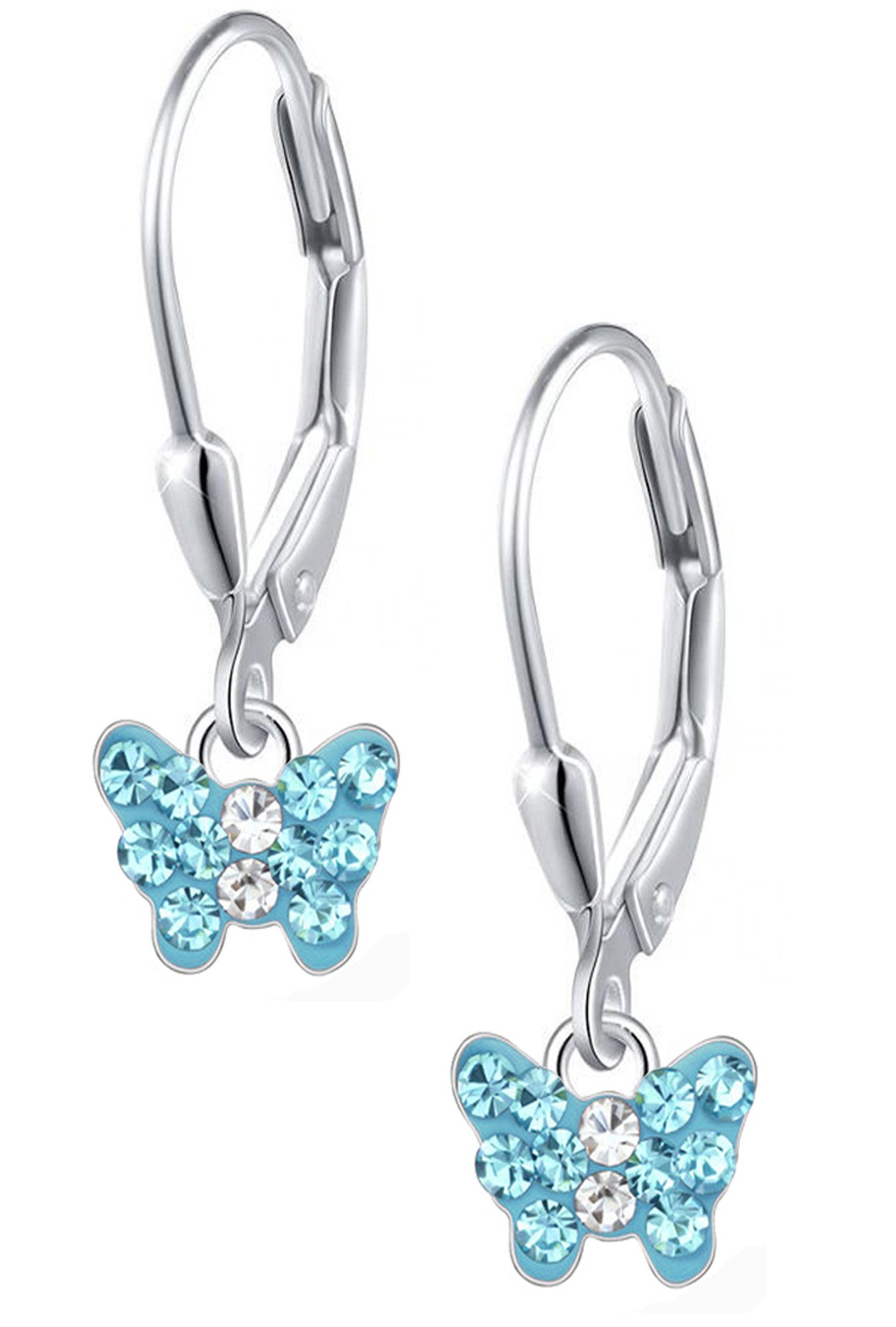 Paar Ohrhänger echt 925 Sterling Silber hängende Ohrringe Schmetterlinge