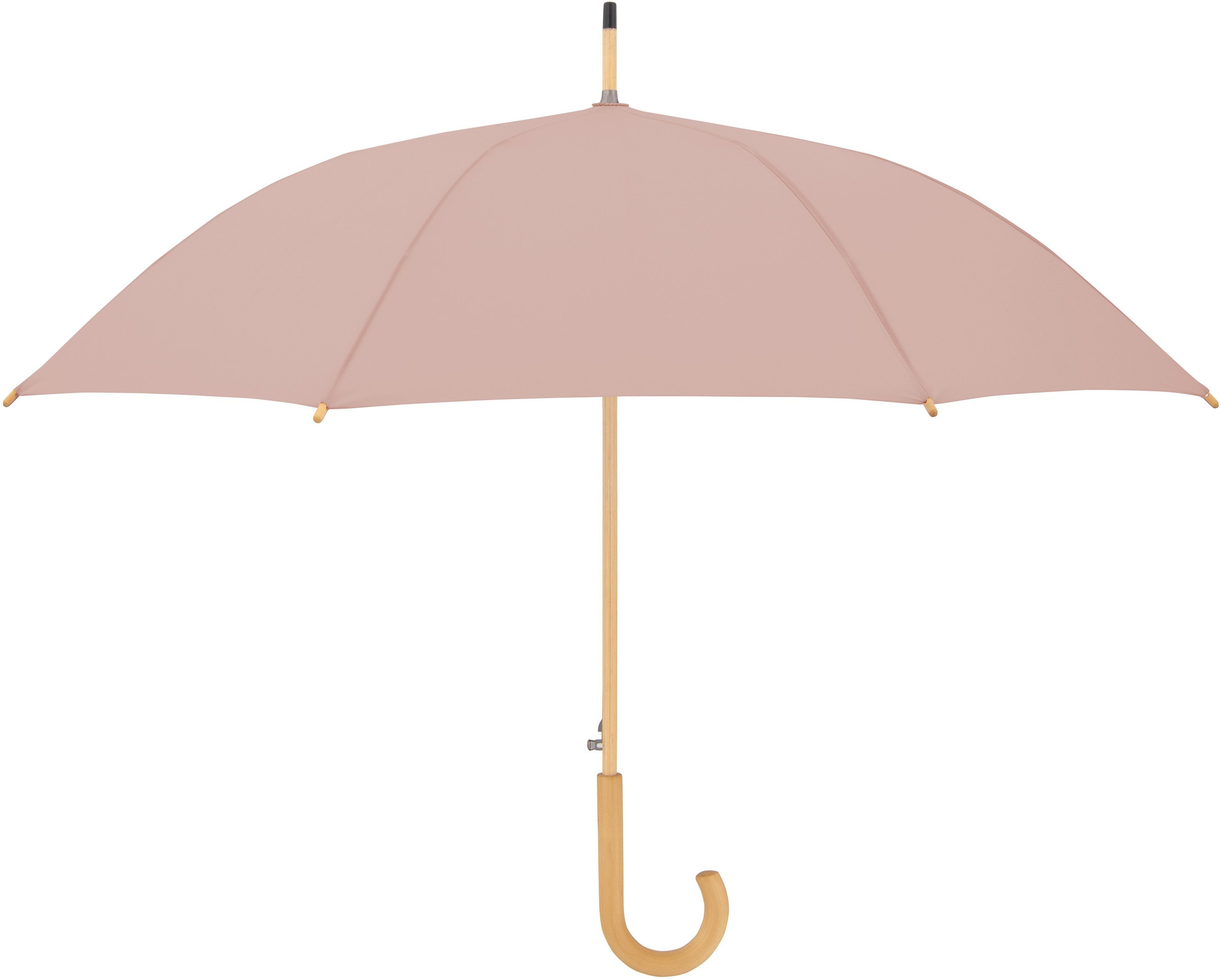 doppler® Stockregenschirm nature Long, gentle Holz aus Schirmgriff mit aus Material recyceltem rose