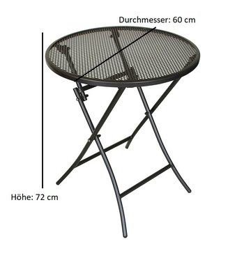 DEGAMO Bistrotisch MOCCA (1-St), 60cm rund, Streckmetall eisengrau, klappbar