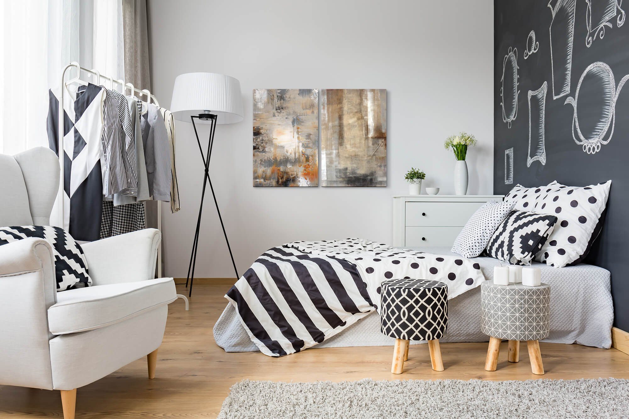 Sinus Art Leinwandbild 2 Bilder je 60x90cm Abstrakt Beige Erde Pastellfarbe günstig online kaufen