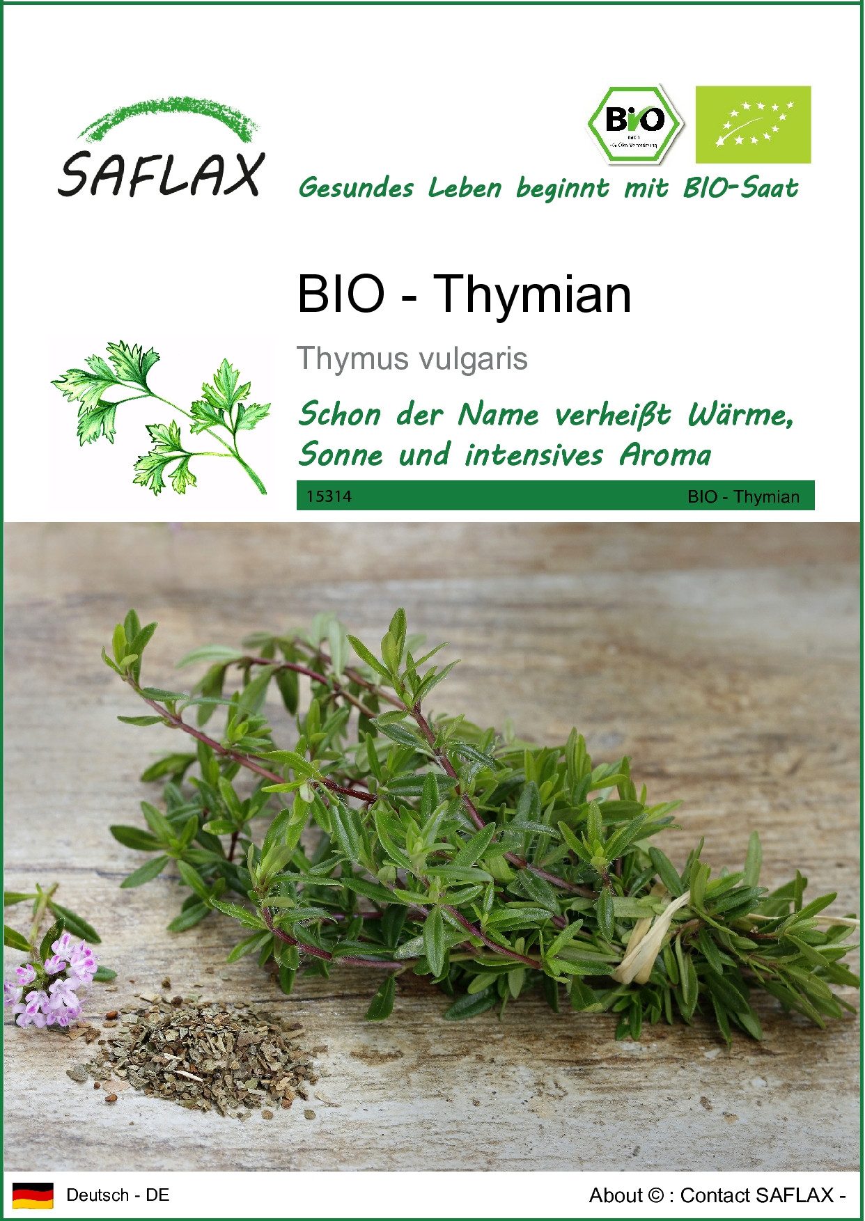 SAFLAX Kräutersamen SAFLAX - Samen - BIO - Thymian