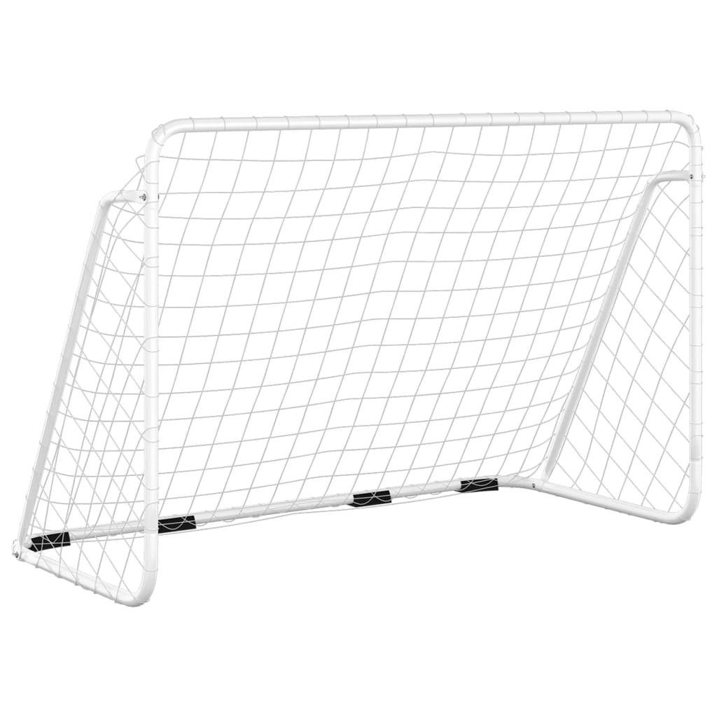 vidaXL Fußballtor Fußballtor mit Netz Stahl cm Weiß 180x90x120