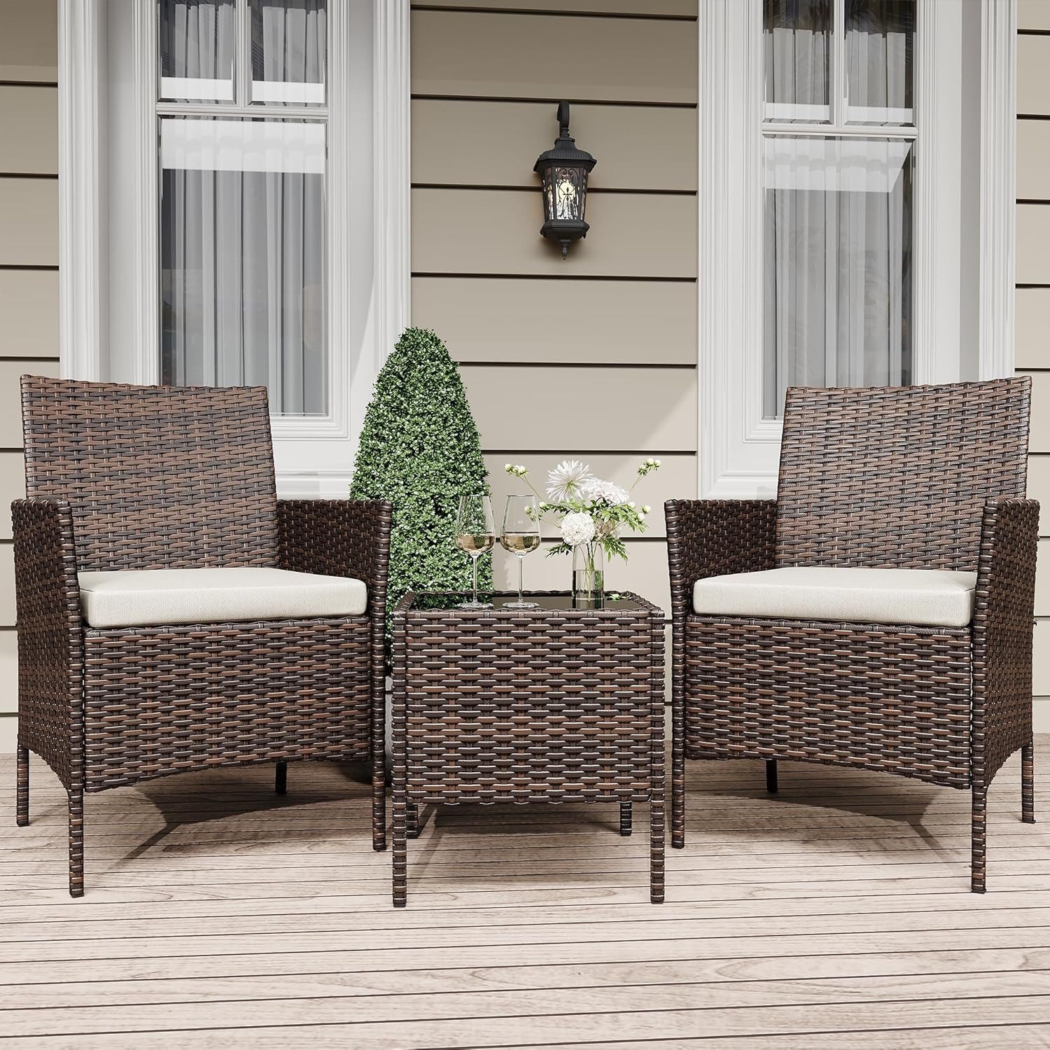 GarveeMore Gartenlounge-Set Terrassenmöbel-Sets 3-teilig, modernes Terrasse günstig online kaufen