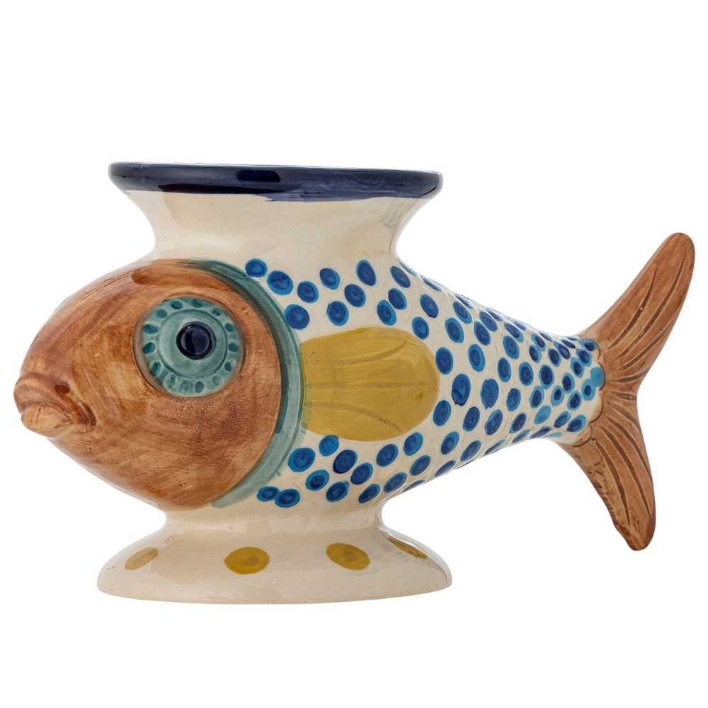 Bloomingville Dekovase Bloomingville Vase NOBU Fisch Blumenvase Keramik 30x15 cm