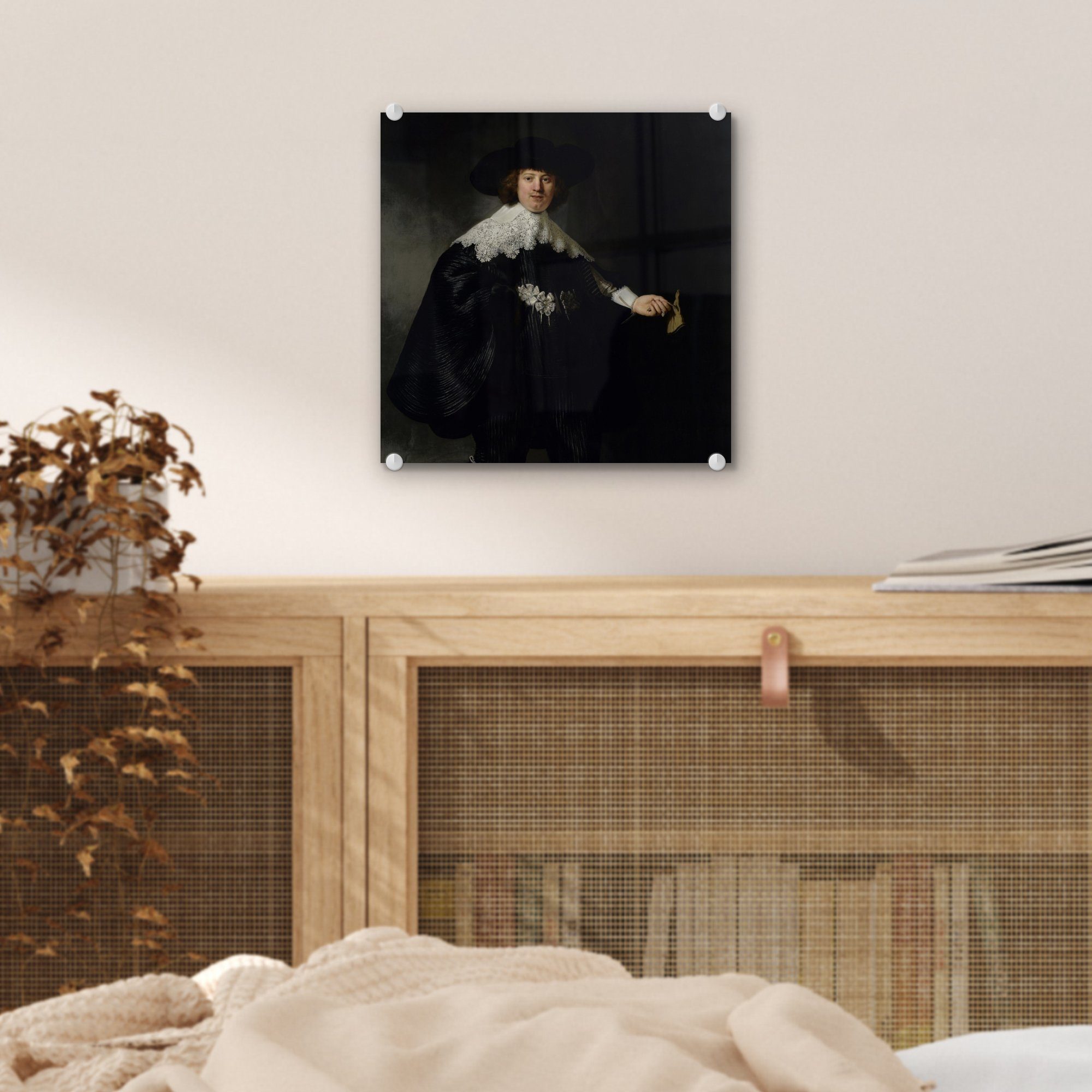 Acrylglasbild Rembrandt Foto Rijn, auf Glasbilder Hochzeitsbildnis von Glas Wanddekoration Wandbild - Bilder auf St), MuchoWow - van (1 Marten - - Das Glas Soolmans