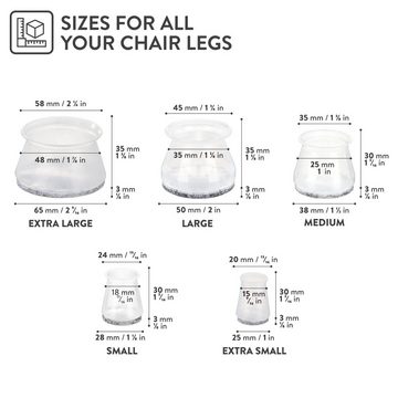 Aneaseit Stuhlsocke Transparent Silicone Chair Leg Caps, 38mm, 16-Pack - Leg Protection, Silikon Stuhlbeinkappen, 38 mm, 16 Stück, transparent