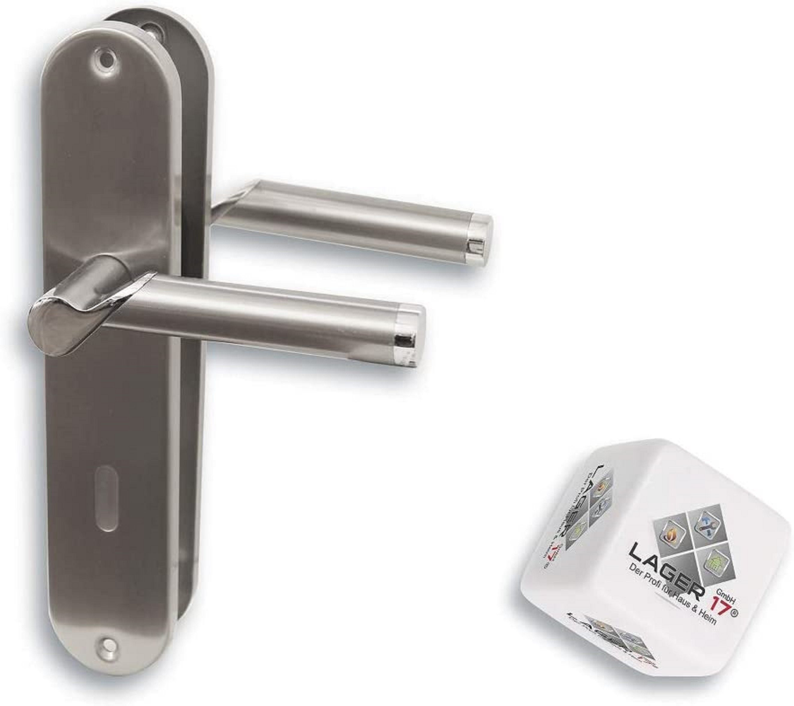 Alpertec Türbeschlag Renovierungsgarnitur Langschild für Zimmertüren mit Buntbartlochung (1 St), Edelstahl poliert / satiniert, Renovierung