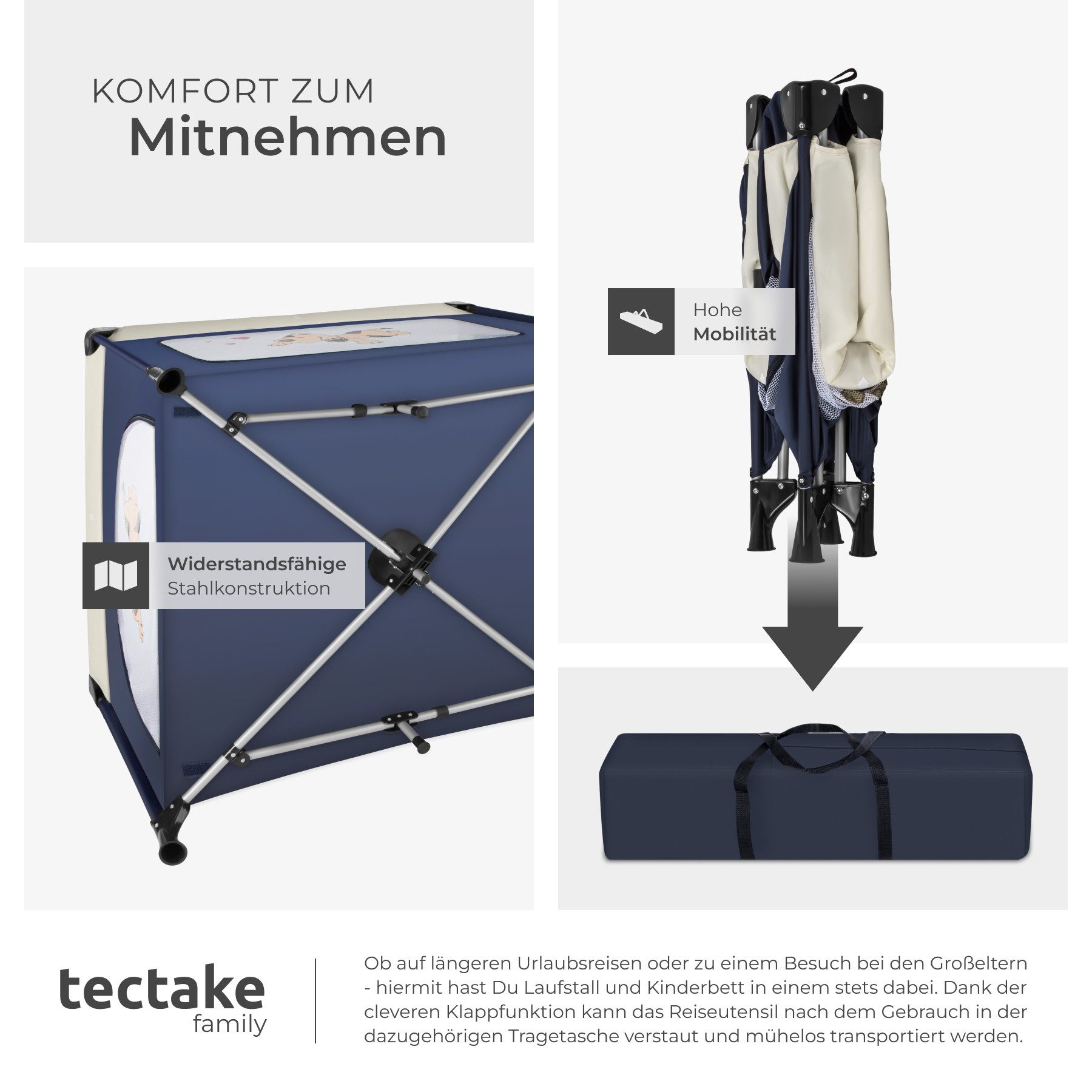 tectake Laufgitter Baby Laufstall, stabil und kompakt faltbar