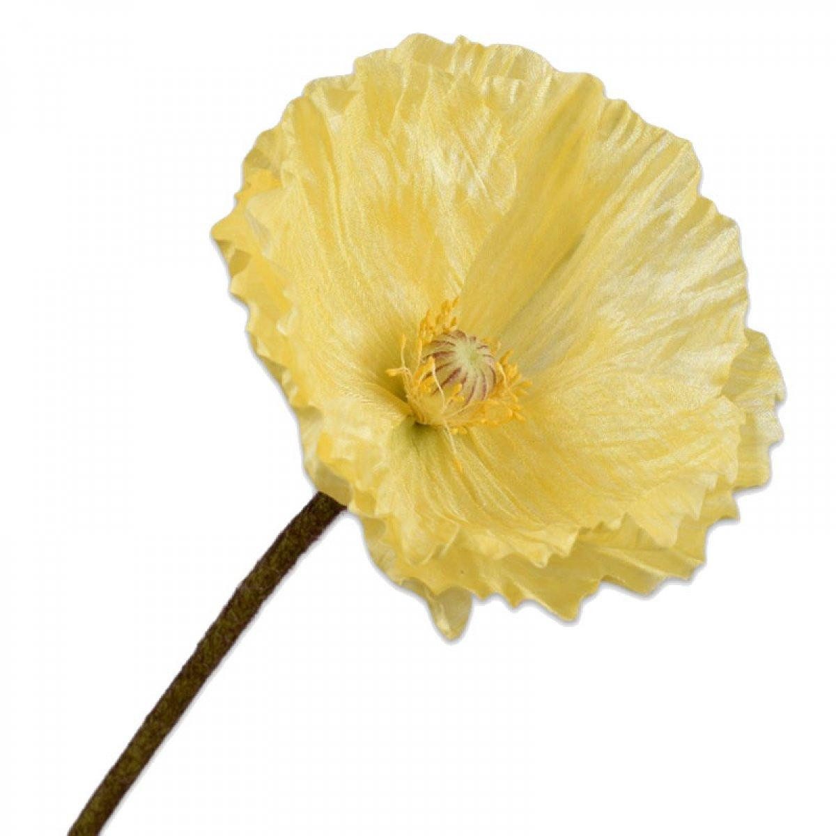 Künstliche Zimmerpflanze Seidenblume Mohn Gelb (63cm), SILK-KA
