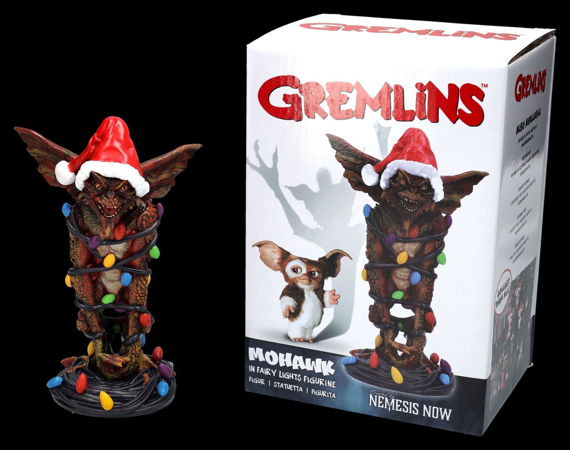 Figuren Shop GmbH - Gremlins Fantasy Dekofigur Horror - mit Weihnachten Dekofigur Figur Mohawk Lichterkette