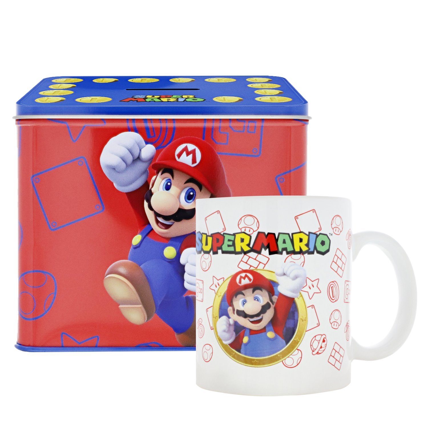 Nintendo Becher Nintendo Super Mario Tasse Cup Becher mit Spardose Münzbox 9 x 13 x 11