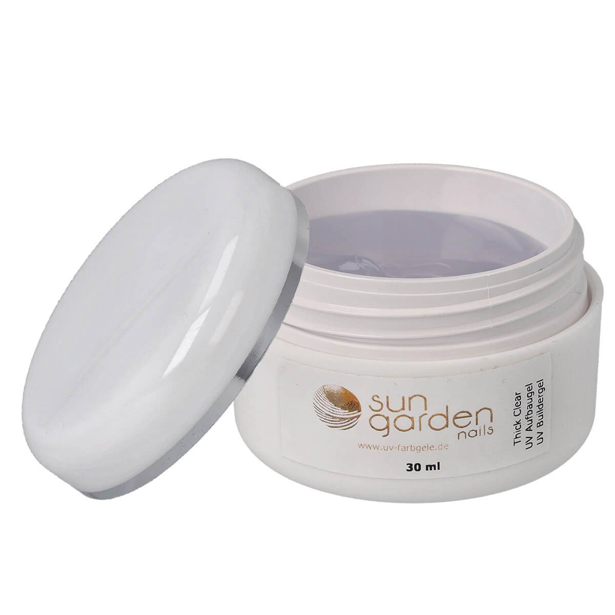 Sun Garden Nails UV-Gel 30 ml UV Gel Thick Clear Aufbaugel - Builder Gel + 3tlg. Pinselset