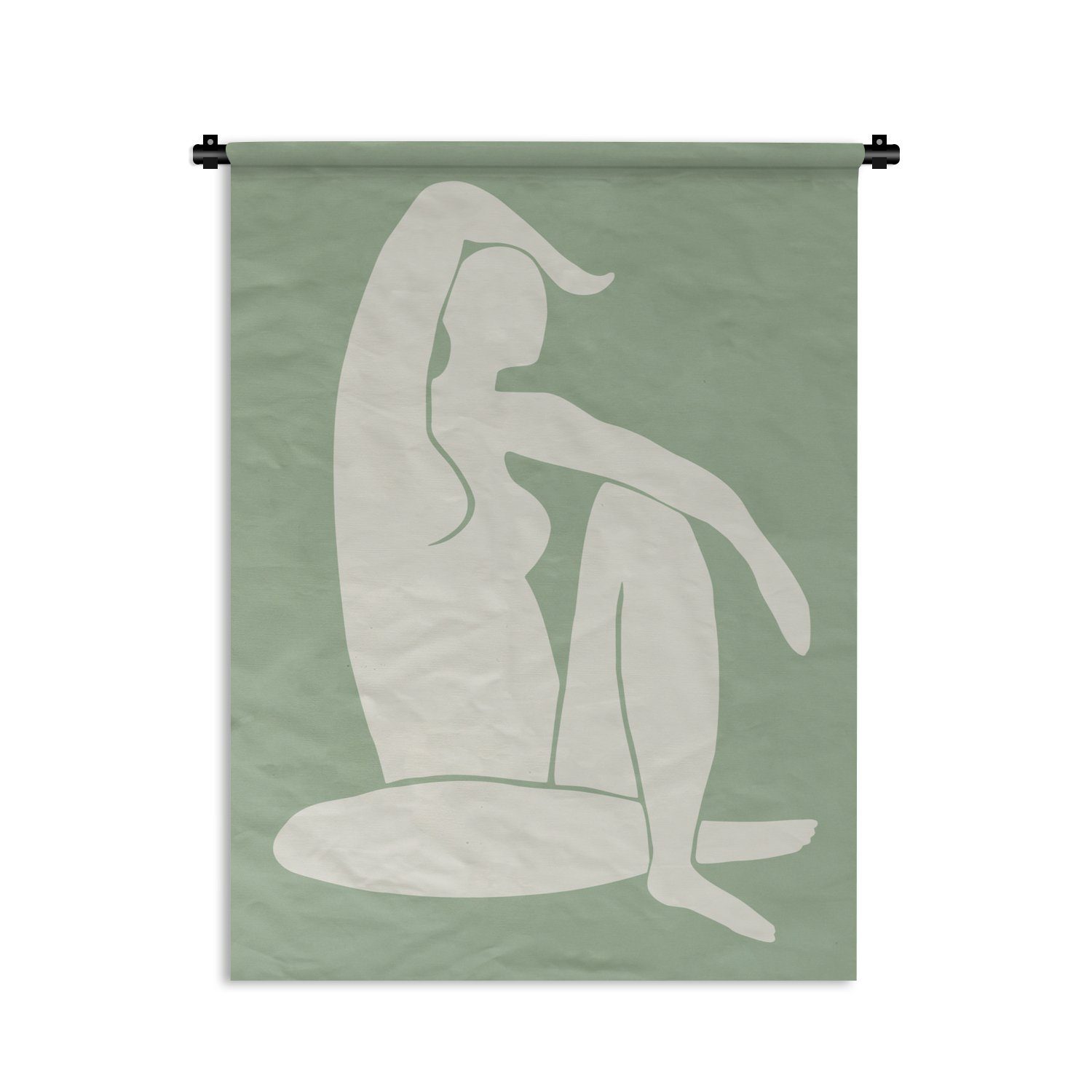 MuchoWow Wanddekoobjekt Frau - Körper - Grün - Minimalismus, Deko für an der Wand, Wohnzimmer, Tapisserie, Schlafzimmer