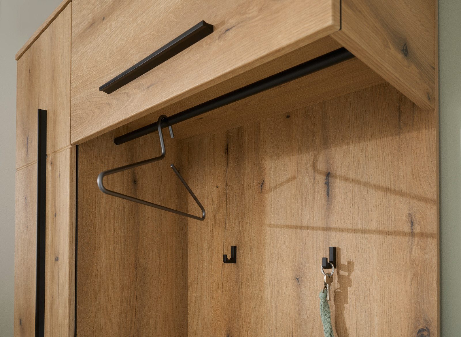 Furn.Design Kompaktgarderobe Design-D (Garderobe Komplett-Set in Evoke Eiche, 111 x 200 cm) viel Stauraum auf wenig Fläche, mit Soft-Close – Bild 4 von 5
