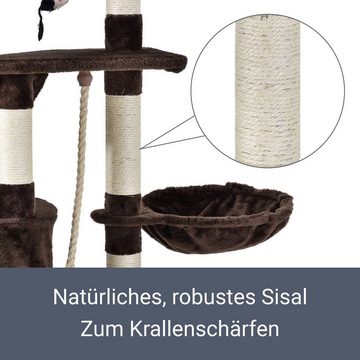 Juskys Kratzbaum Buffy, 118 cm hoch mit Höhle, Liegemulde, Liegeflächen, Leiter, Sisal-Stämme