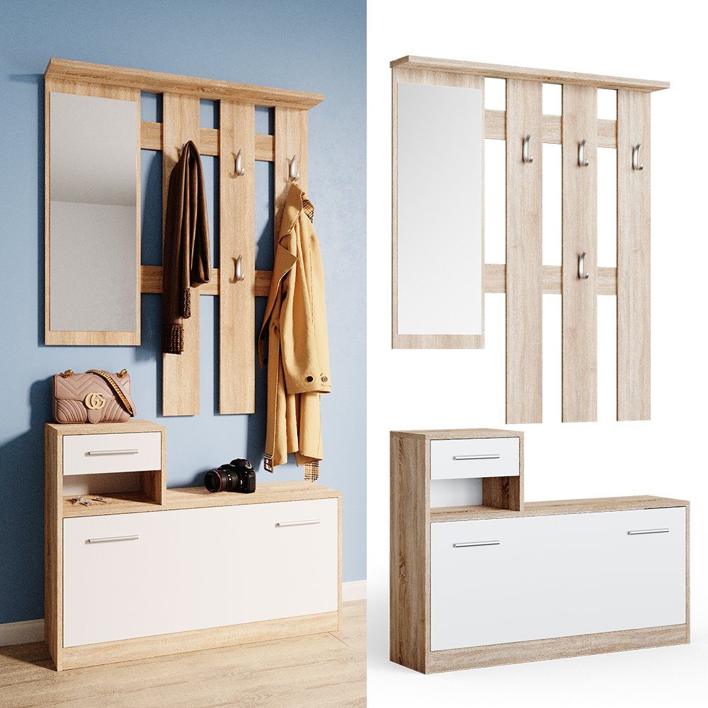 Vicco Garderoben-Set Billy, Weiß/Sonoma, 25 x günstig online kaufen