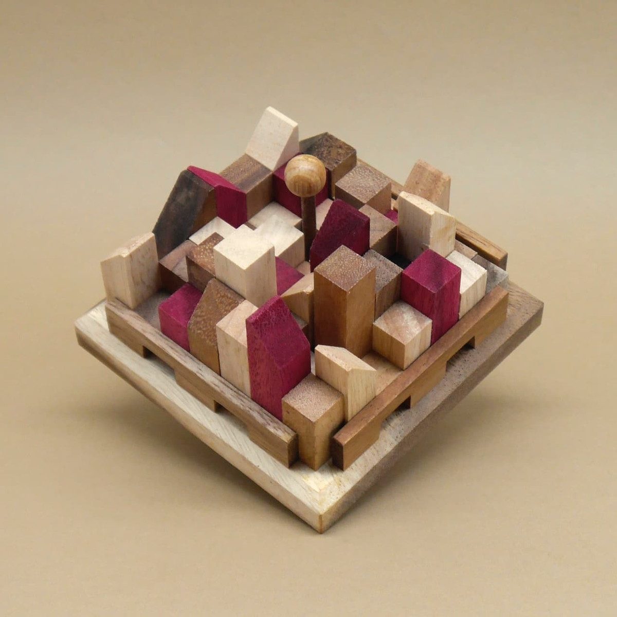 ROMBOL Denkspiele Spiel Stadtpuzzle - variantenreiches Denkspiel für Knobel-Fans aus Holz, Knobelspiel, Holzspiel