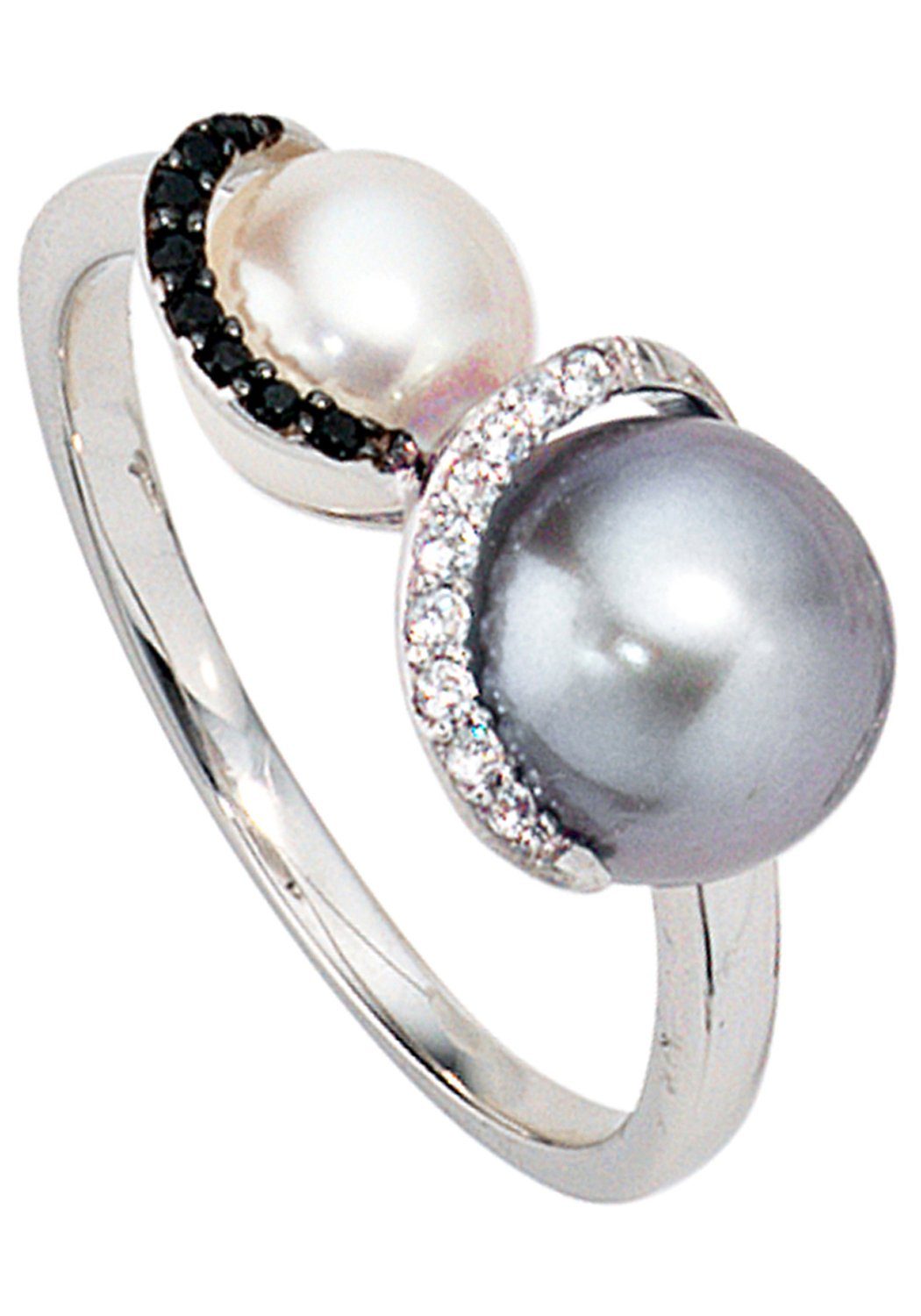 JOBO Diamantring, 585 Weißgold mit 2 S�...