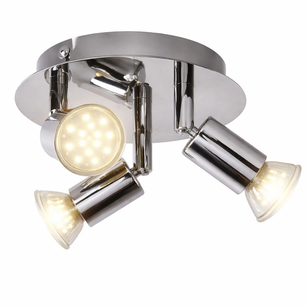 Briloner Leuchten LED Deckenleuchte, Leuchtmittel inklusive, Warmweiß, LED Rondell Decken Leuchte Bade Zimmer Wohn Raum Lampe Chrom Strahler