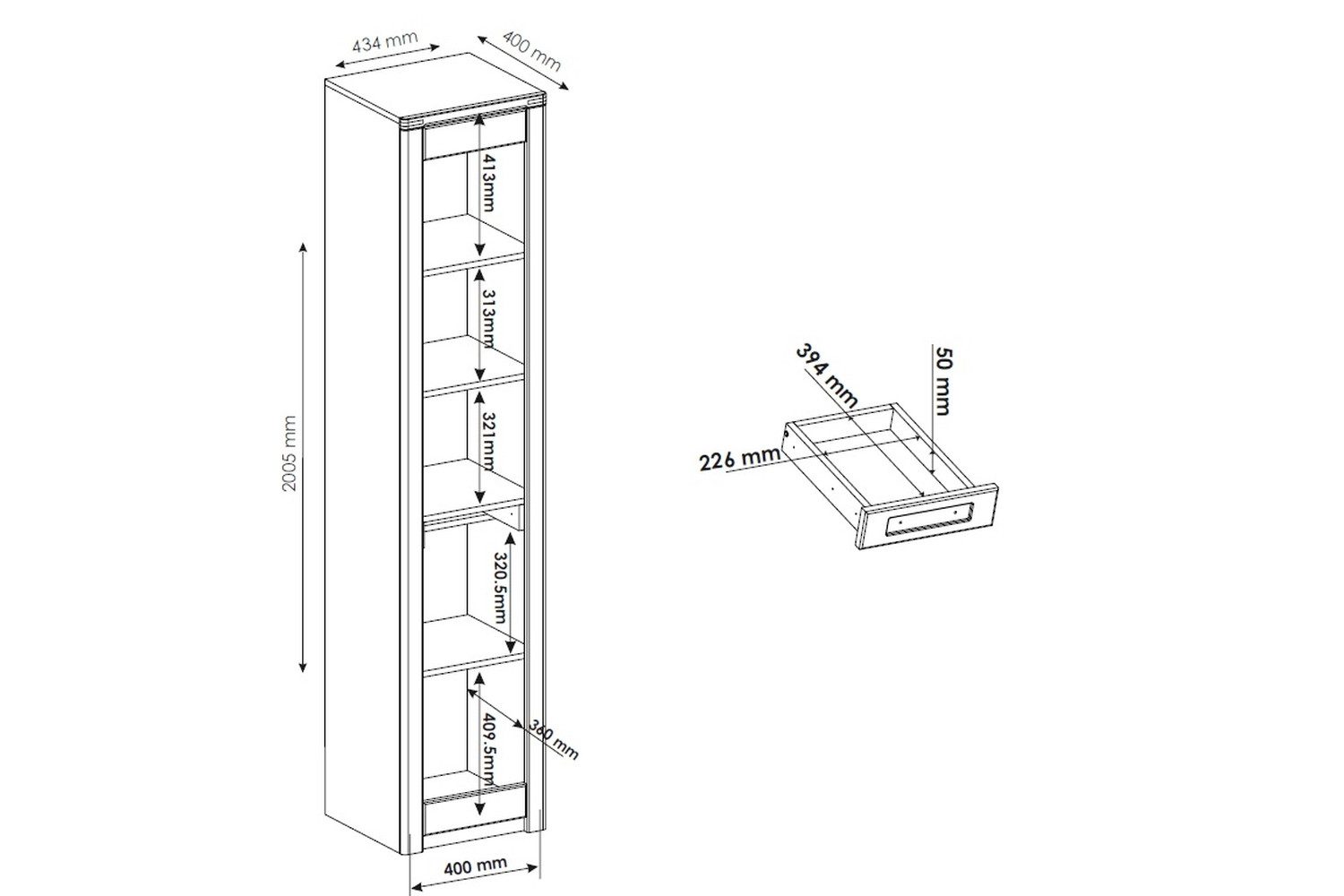 Innostyle Regal Schublade, mit LED, FSC, in Kernbuche teilmassiv - 43x203x40cm (B/H/T)