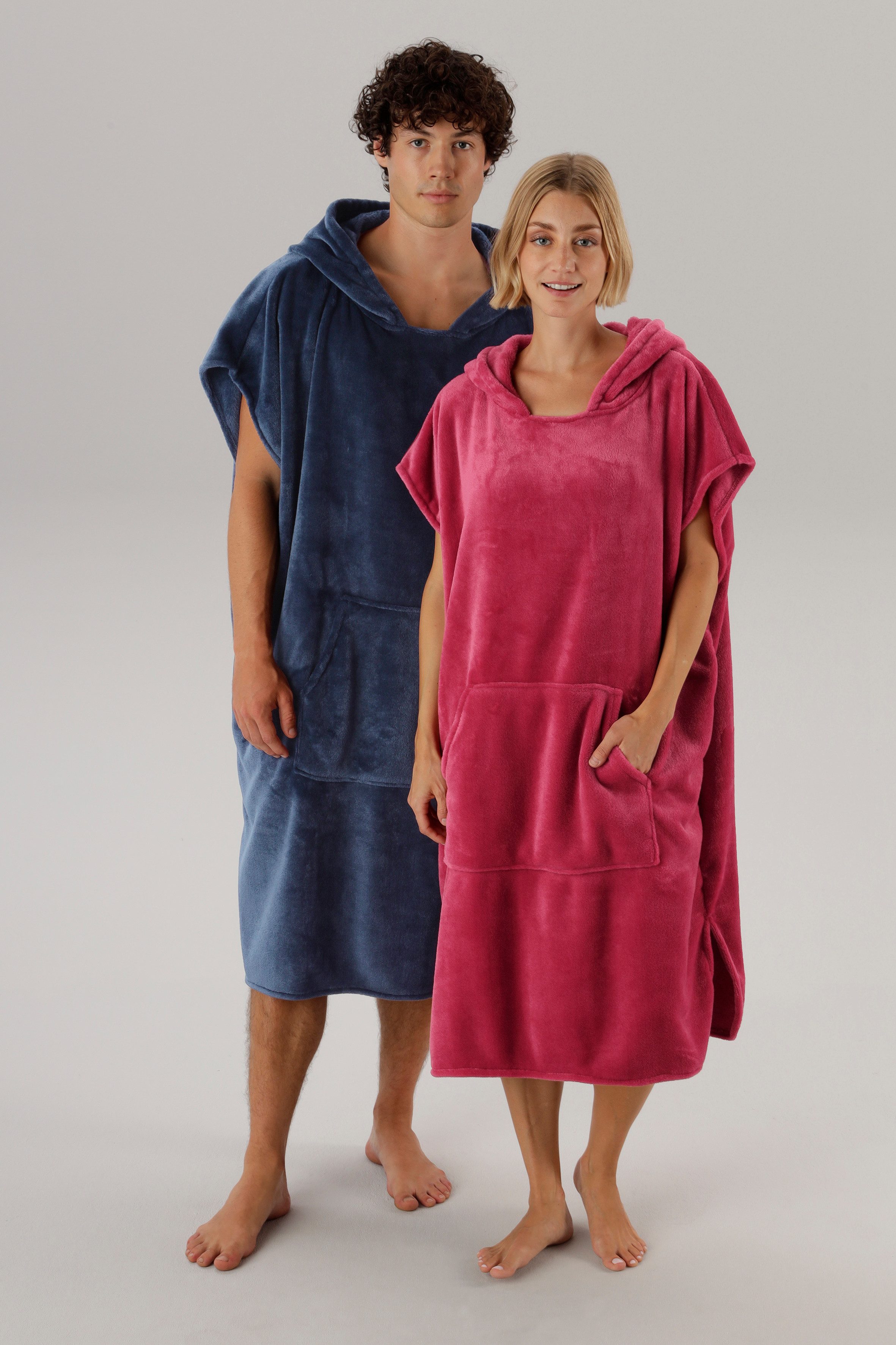 OTTO home Badeponcho Miia, Surfponcho ideal für Sauna, Spa & im Urlaub, Langform, Microfaser, Kapuze, ohne, weich und kuschelig, plüsch, Unisex, für Damen und Herren