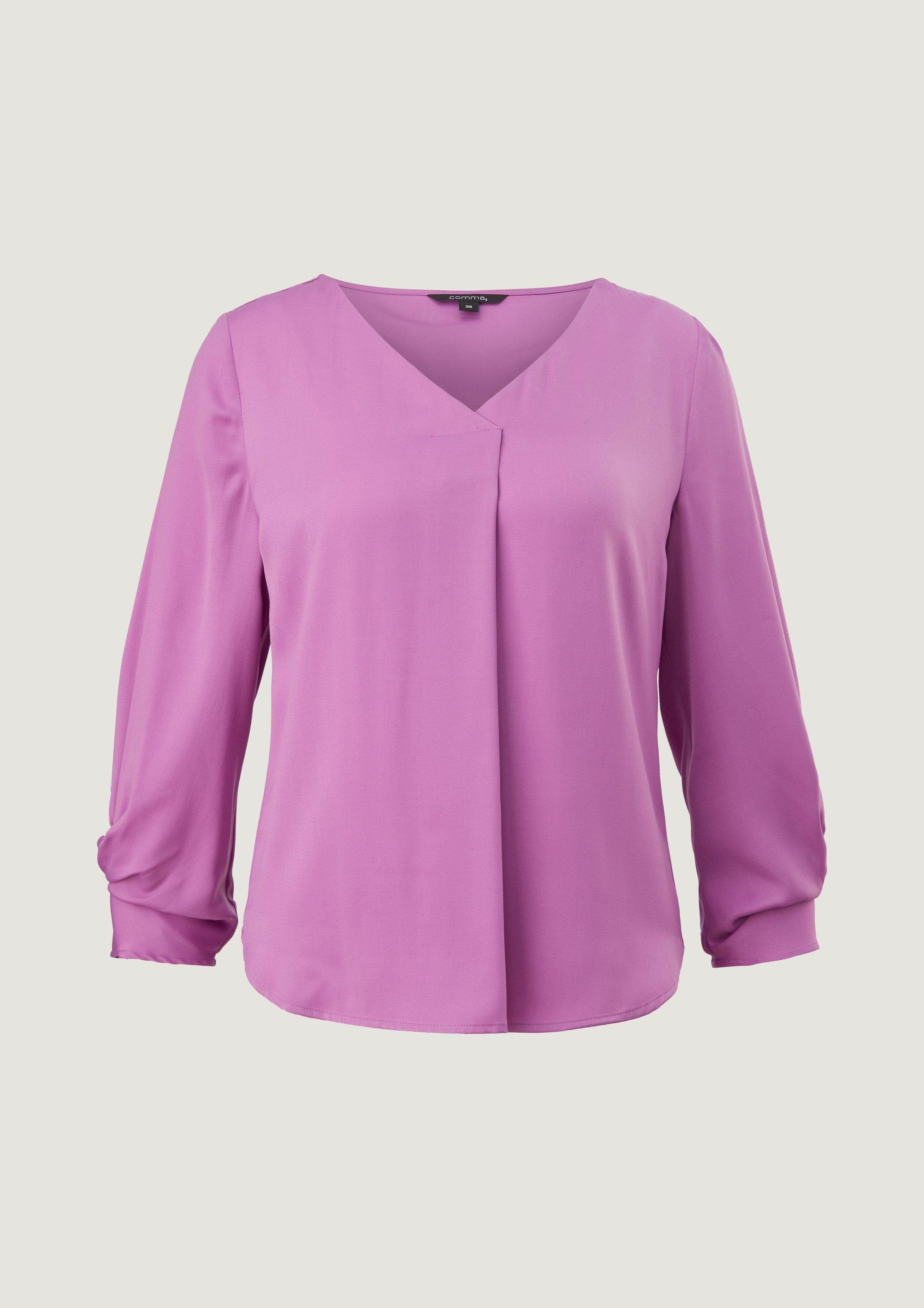 Comma 3/4-Arm-Shirt Bluse mit pink Knotendetails Knoten