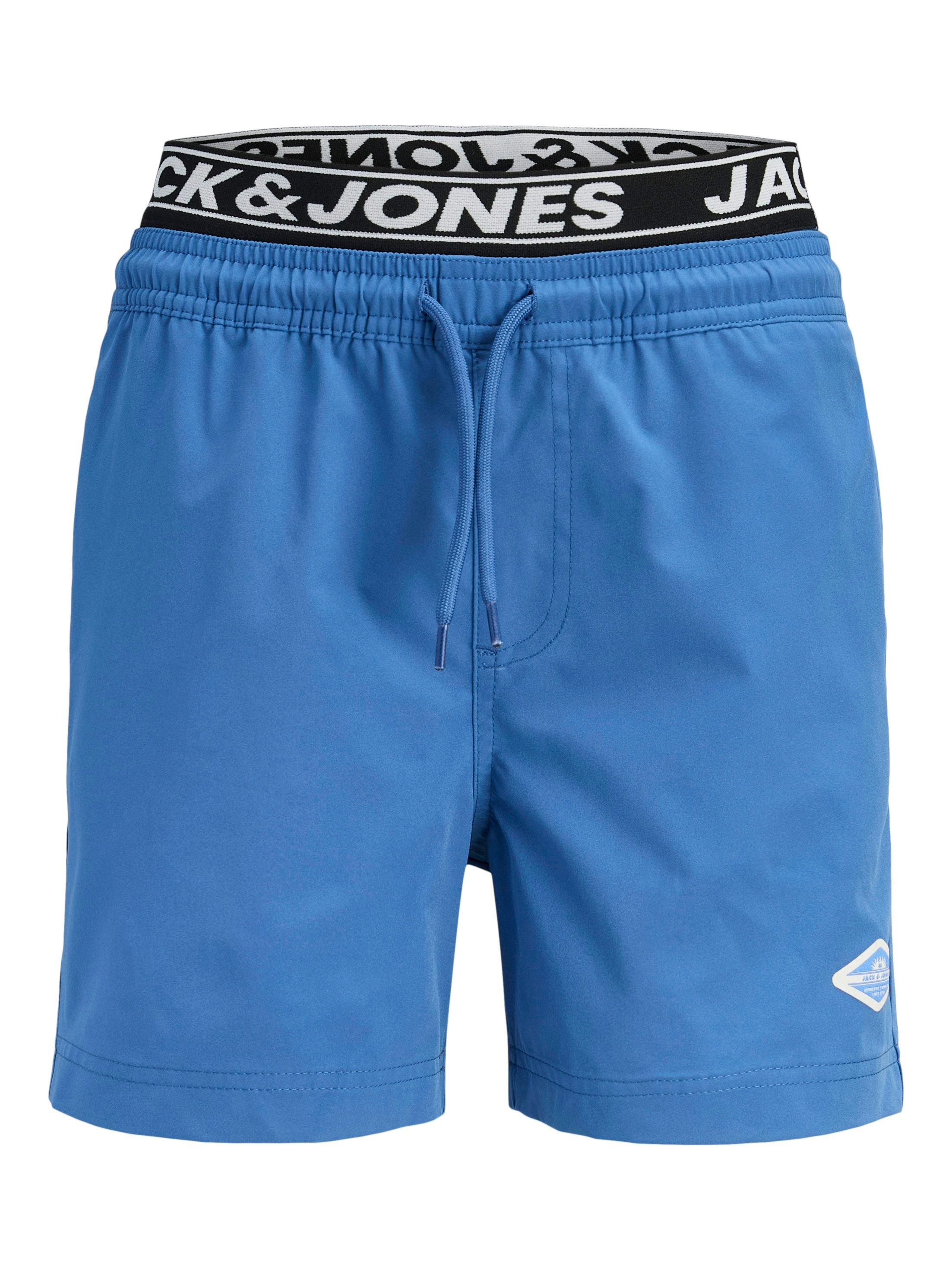 Jack & Jones Junior Badeshorts JPSTMAUI SURF DOUBLE WB SWIMSHORT SN JNR mit Logobund und Kordelzug – Bild 5 von 5