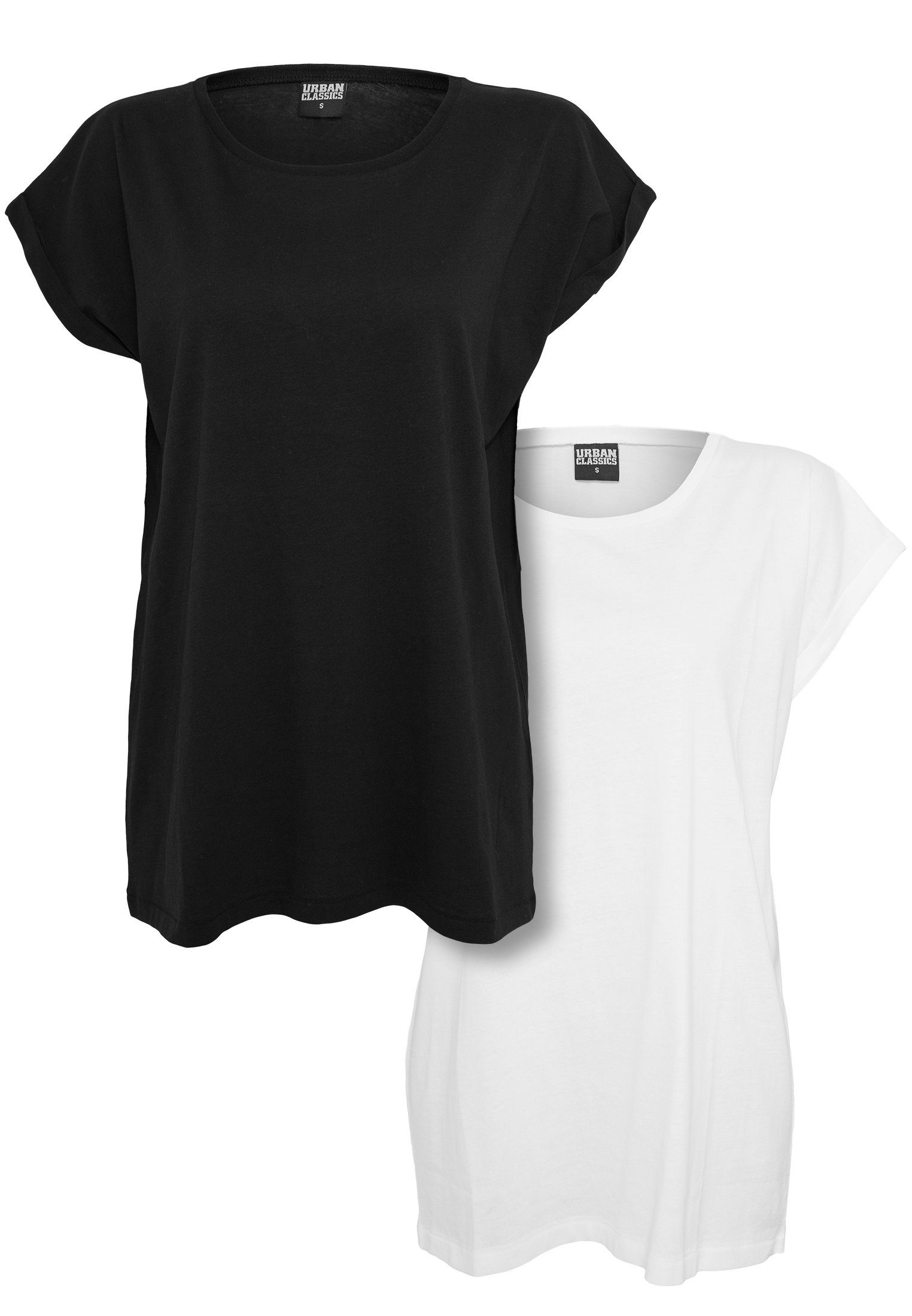 URBAN CLASSICS T-Shirt Damen Ladies Extended Shoulder Tee 2-Pack (1-tlg)