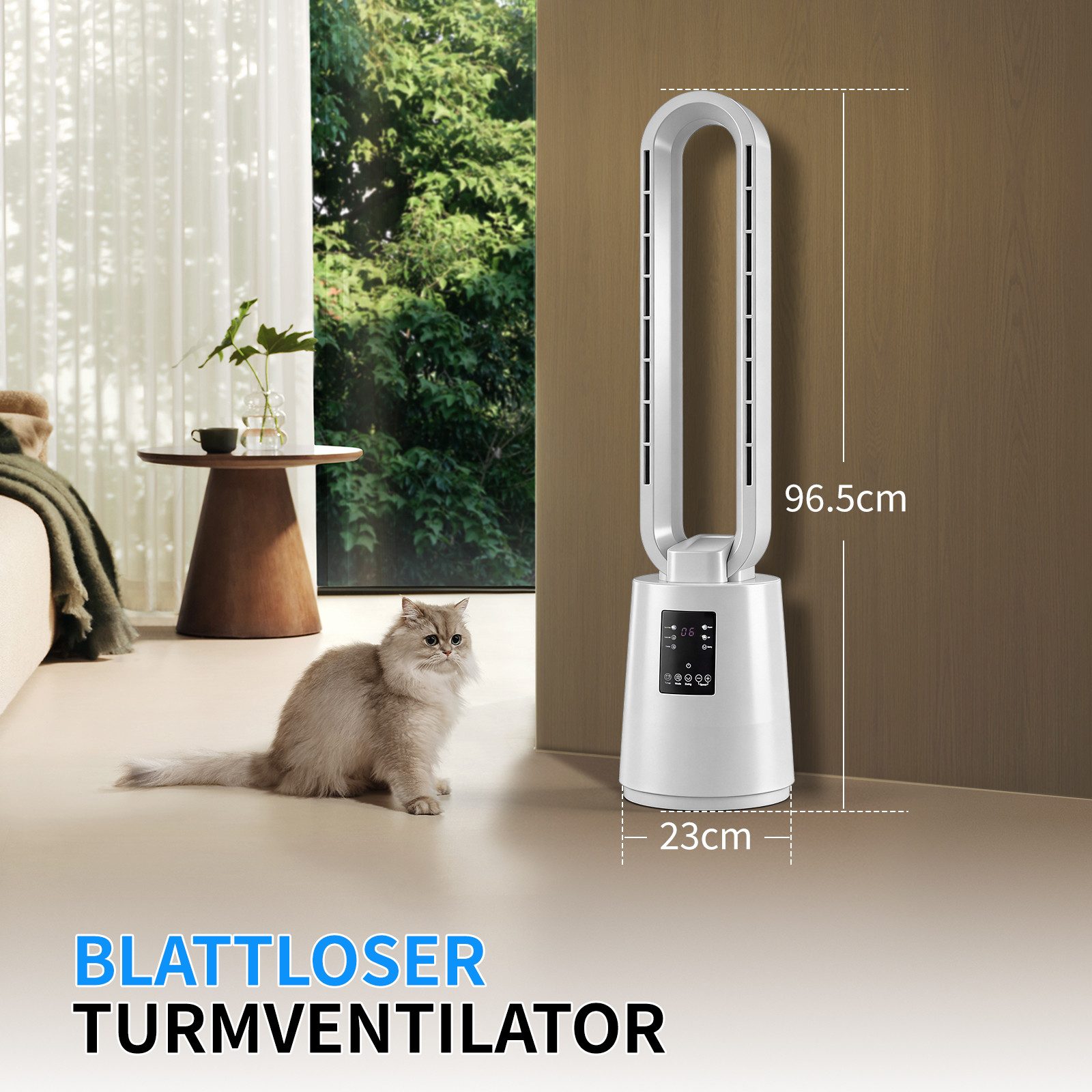 LALAHO Standventilator Ventilator ohne Rotorblätter mit UV-Sterilisation,40W