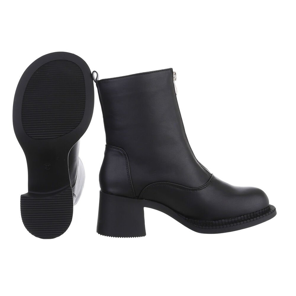 Freizeit Schwarz Damen Ital-Design Stiefeletten in Klassische Stiefelette Blockabsatz